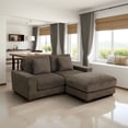 thumbnail image 1 of MAYEERTY Modular L-Shaped Sectional Sofa Set, Upholstered Couch with Ottoman & Anti-Insect Solid Wood Frame, for Living Room Family Room Apartment, Brown, 1 of 9