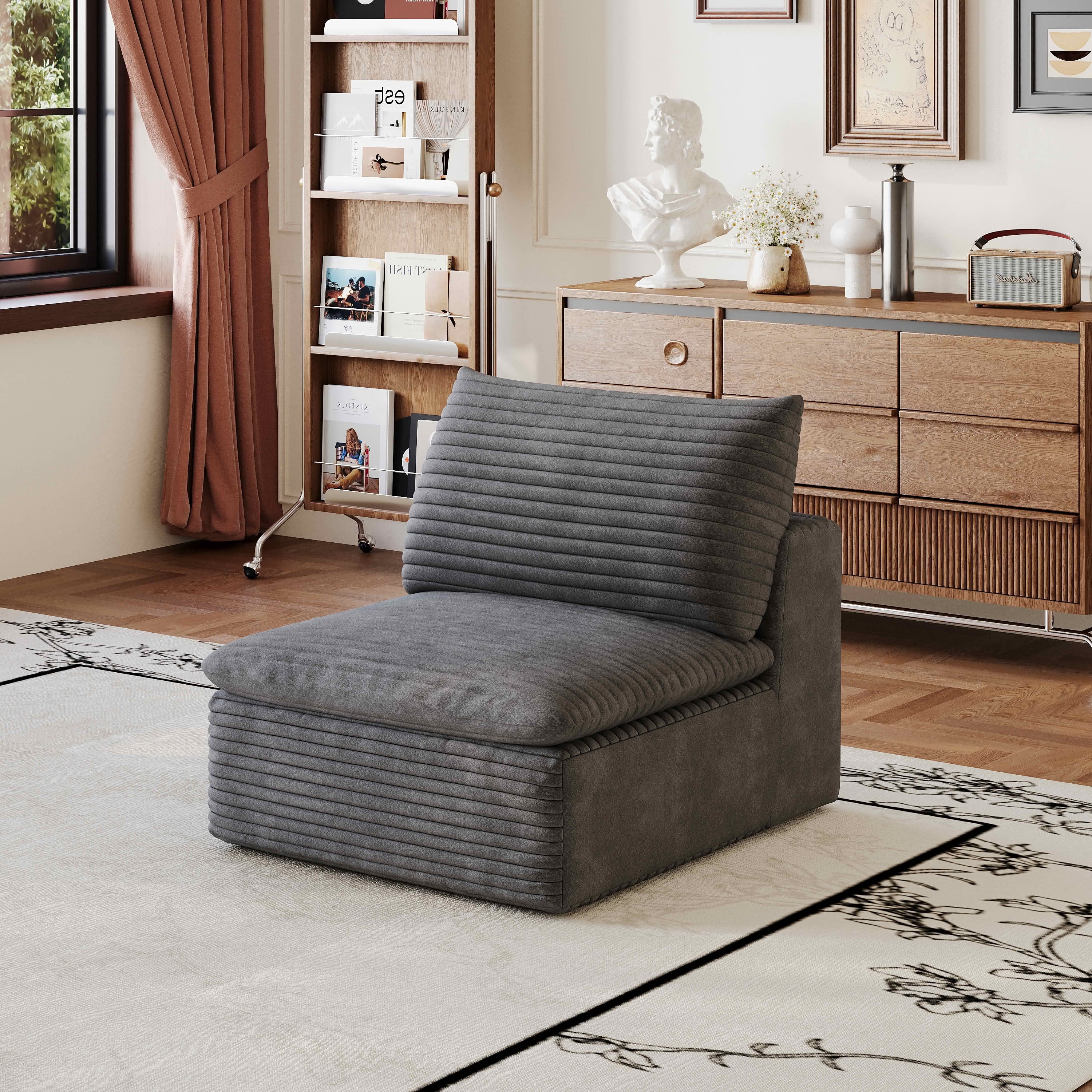 MAYEERTY Modular Middle Seat, Soft Plush Sponge Leisure Cushion, Compressed Design Movable Single Seat for Indoor Use