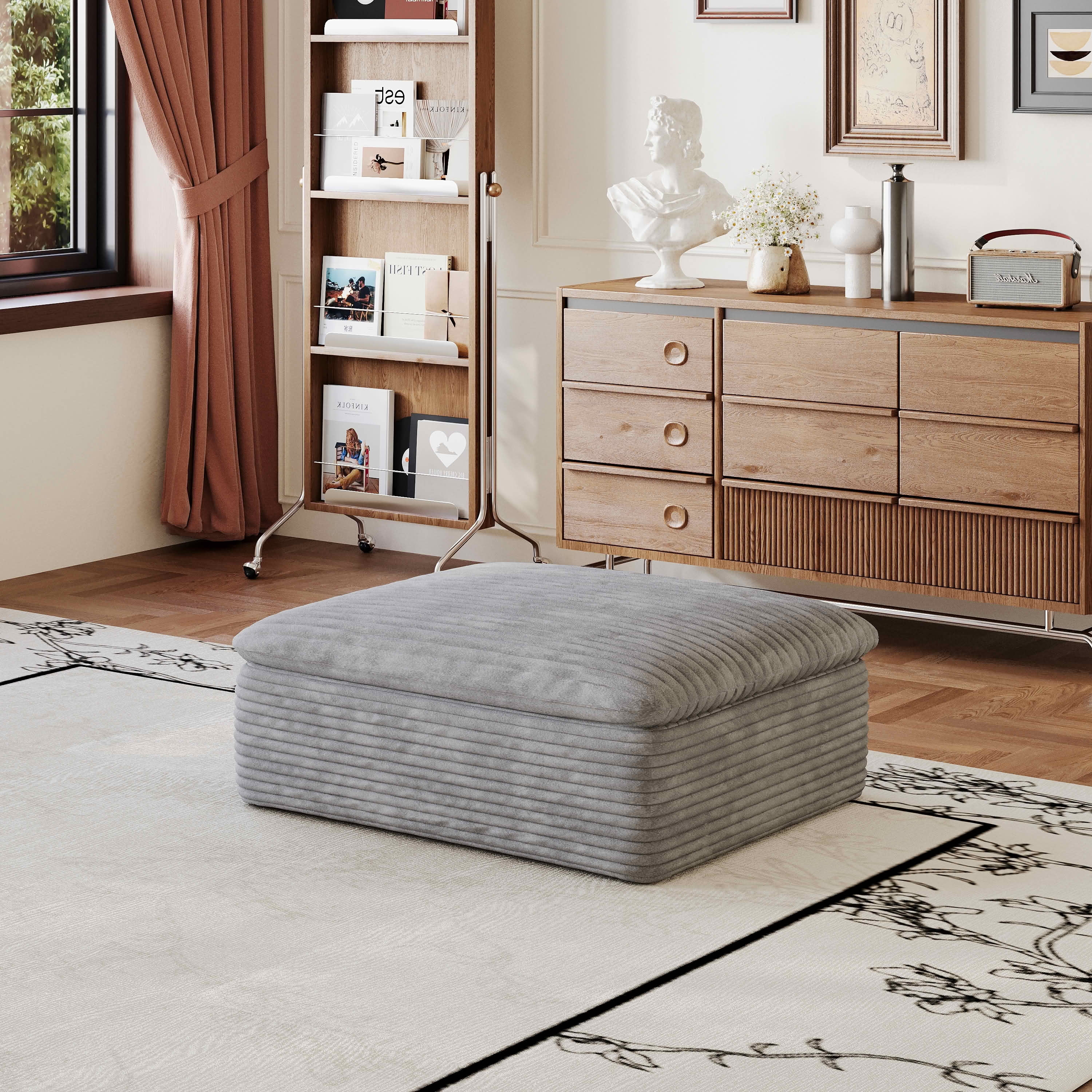 MAYEERTY Modular Ottoman, Soft Plush Sponge Foot Stool, Compressed Design Movable Leisure Ottoman for Indoor Use