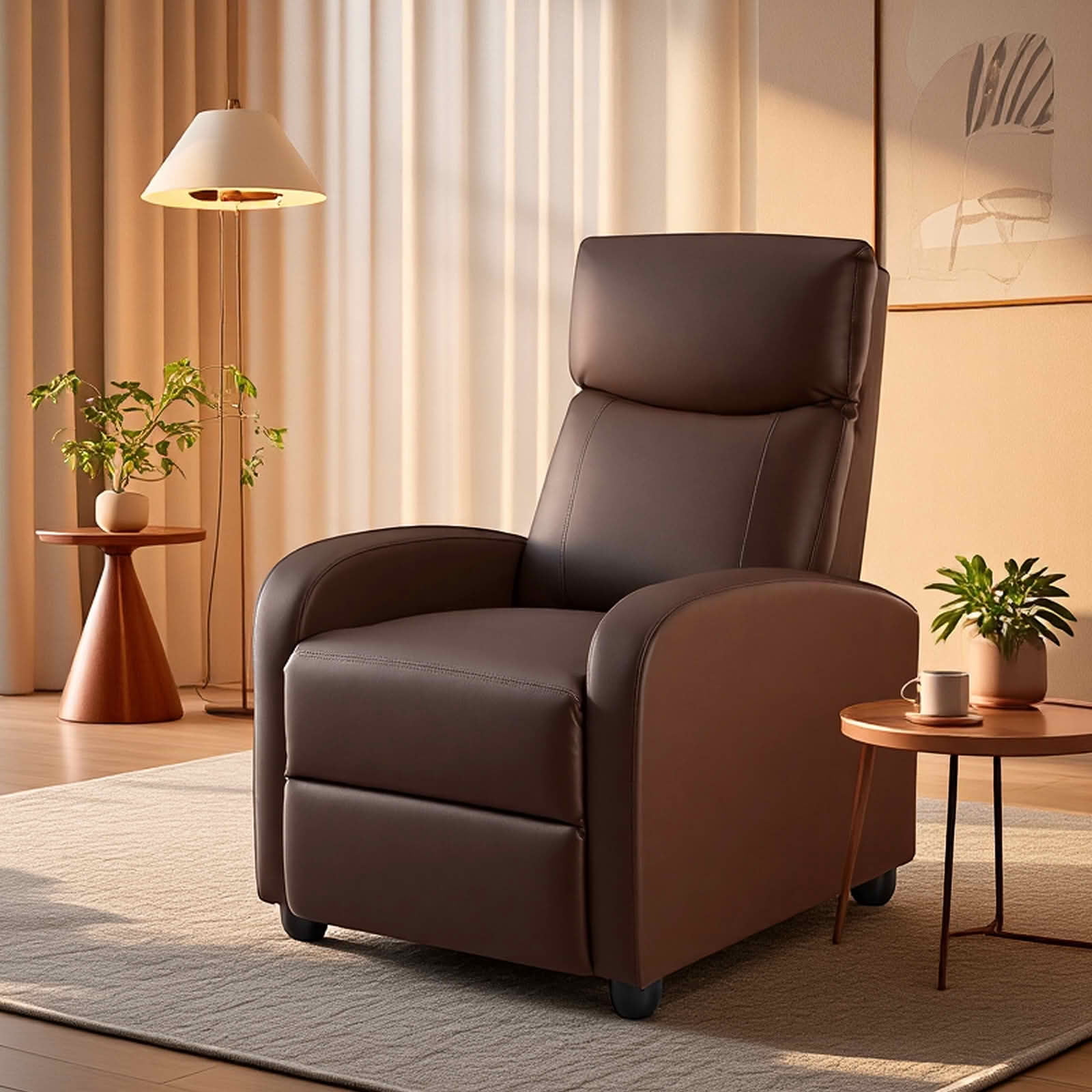 MAYEERTY Multi‑Angle Adjustable Reclining Sofa with Lumbar Support, High‑Density Foam Upholstered Recliner Chair with Adjustable Backrest for Living Room Home Cinema