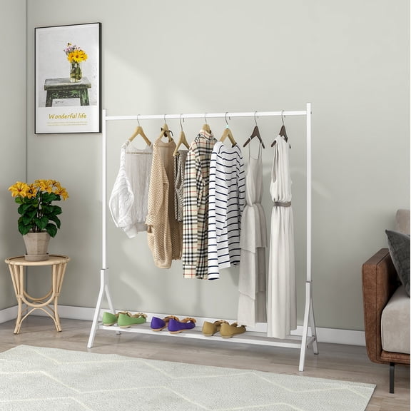MAYEERTY Multifunctional Single Pole Freestanding Clothing Rack for Bedroom, Black