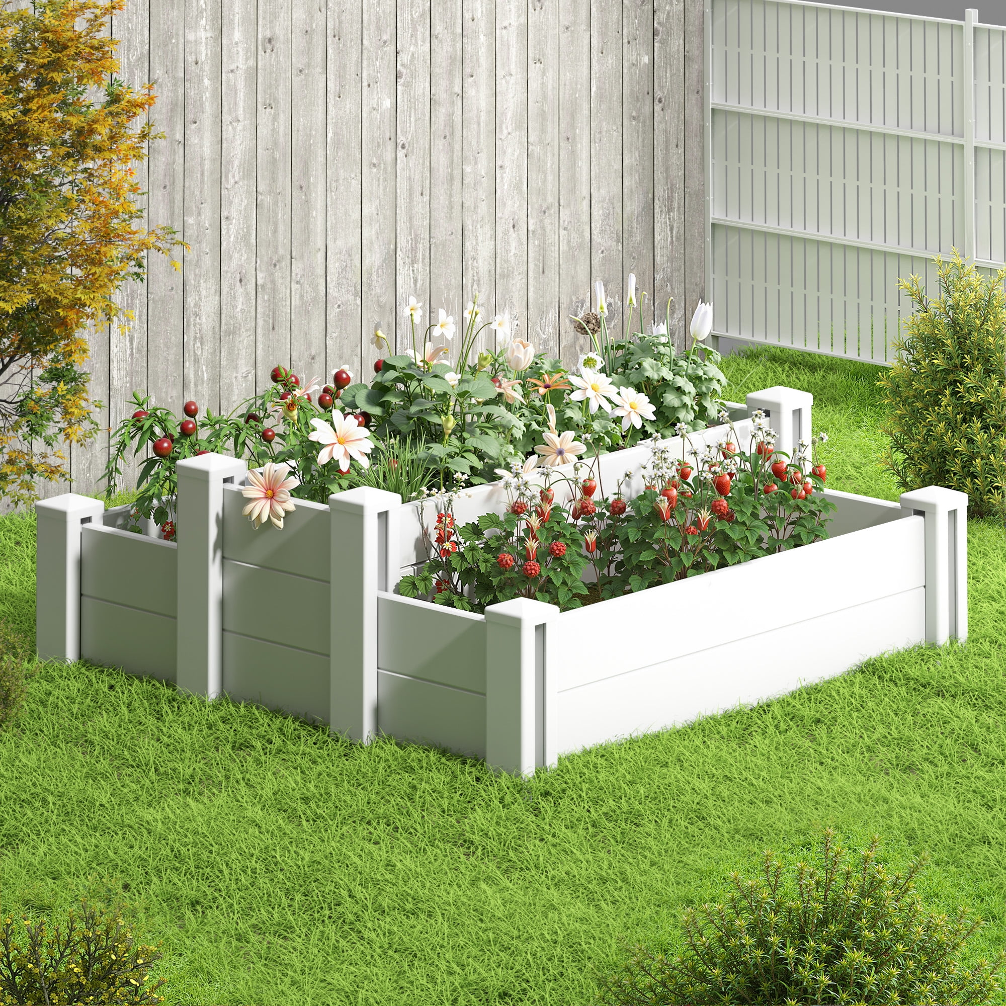 MAYEERTY Multipurpose White PVC Rectangular Garden Fence For Flowers, Vegetables, Pet & Chicks Nests