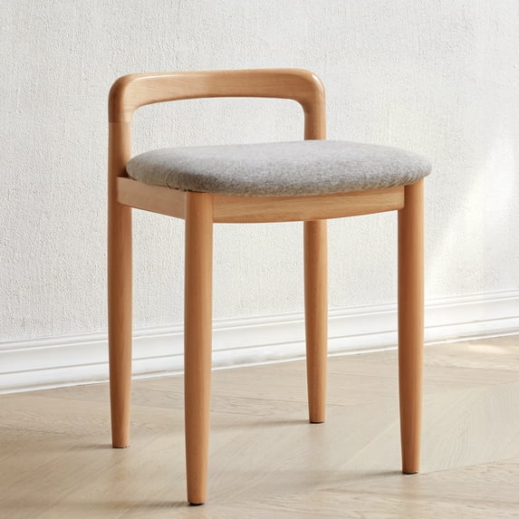 MAYEERTY Natural Beech Wood Makeup Stool – Stylish Bench for Dining Room, Bedroom, and More
