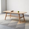 thumbnail image 1 of MAYEERTY Natural Oak Solid Wood Coffee Table with Storage Shelf – Modern Rectangular Center Table for Living Room & Home Office, 1 of 9