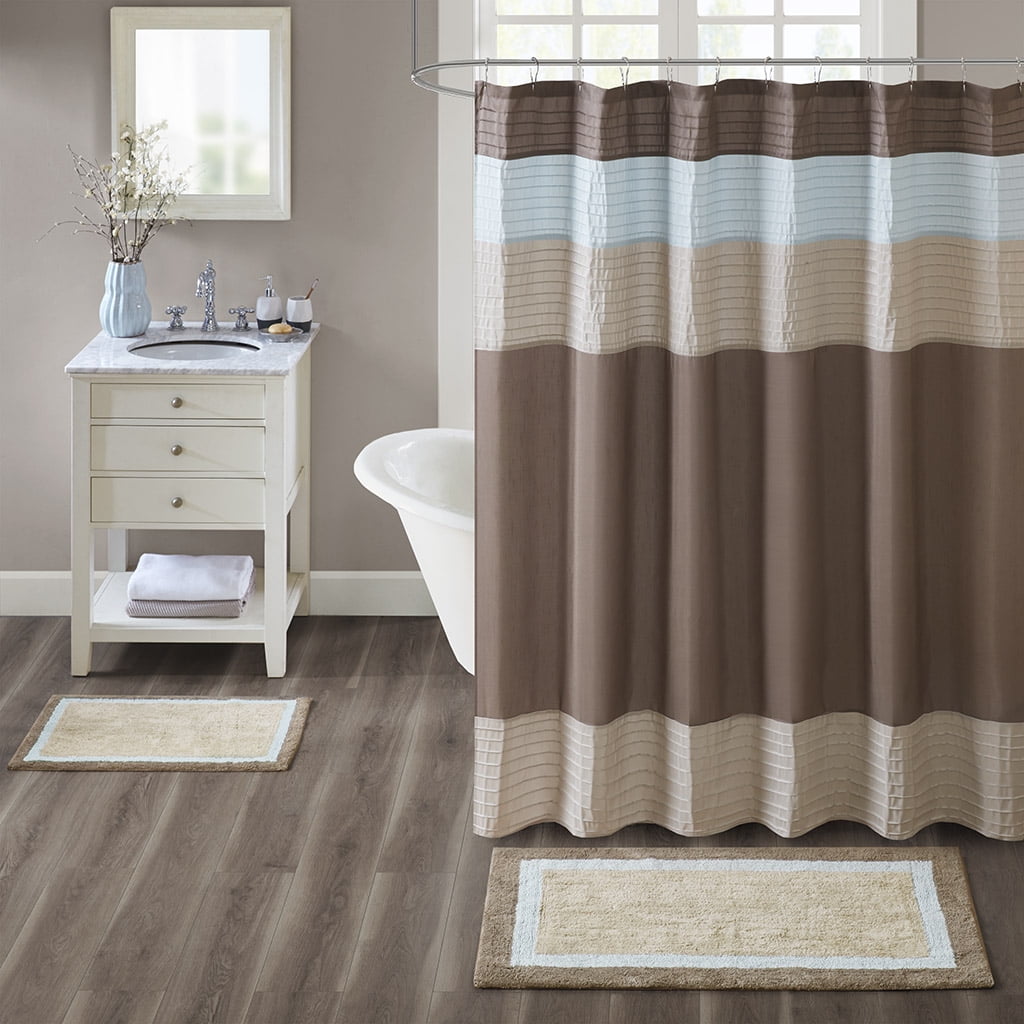MAYEERTY Non-Slip Bathroom Rug, Medium Pile Cotton Tufted Bath Mat, Machine Washable, Blue, 20"W x 30"L
