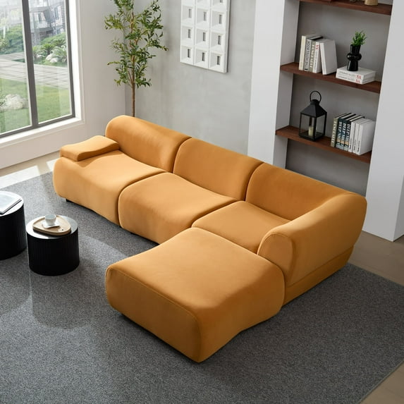 MAYEERTY Orange, durable fabric, 4 sectional sofa, high density sponge and solid wood frame