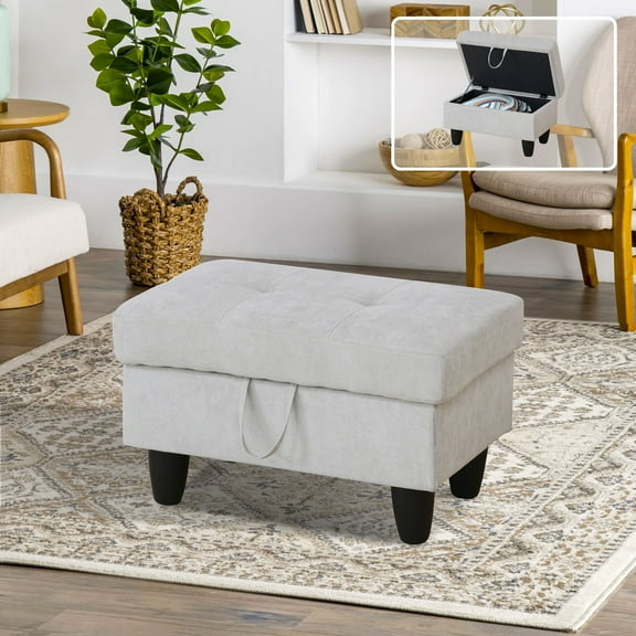 MAYEERTY Ottoman with Storage for Modular Sectional Sofa, Light Grey