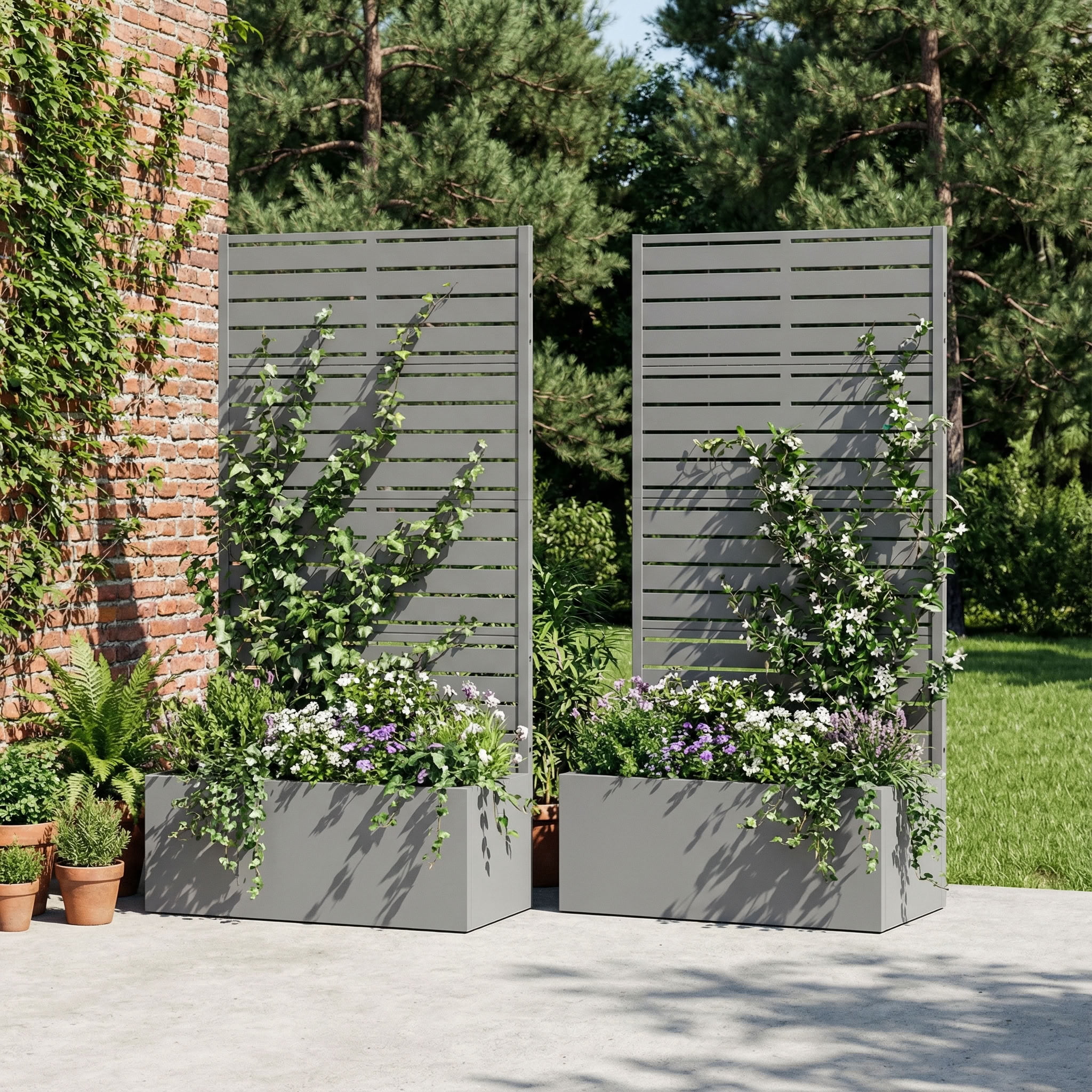 MAYEERTY 59*30in Outdoor Metal Planter Box, Removable Outdoor Planter, Portable Garden Planter Box for Balcony, Garden, Yard