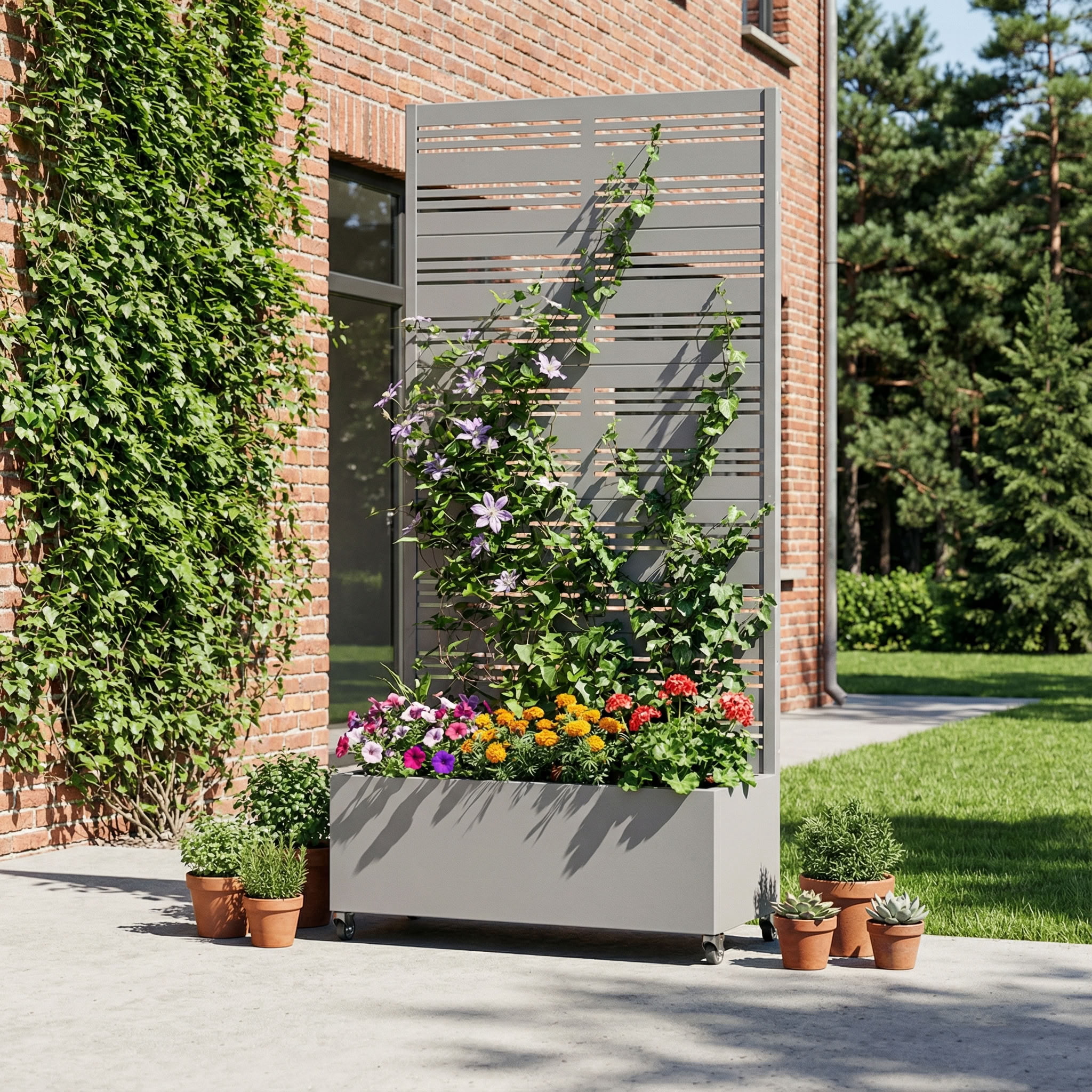 MAYEERTY 72*35in Outdoor Metal Planter Box, Durable Raised Garden Planter, Decorative Patio Planter Box for Balcony, Garden, Backyard