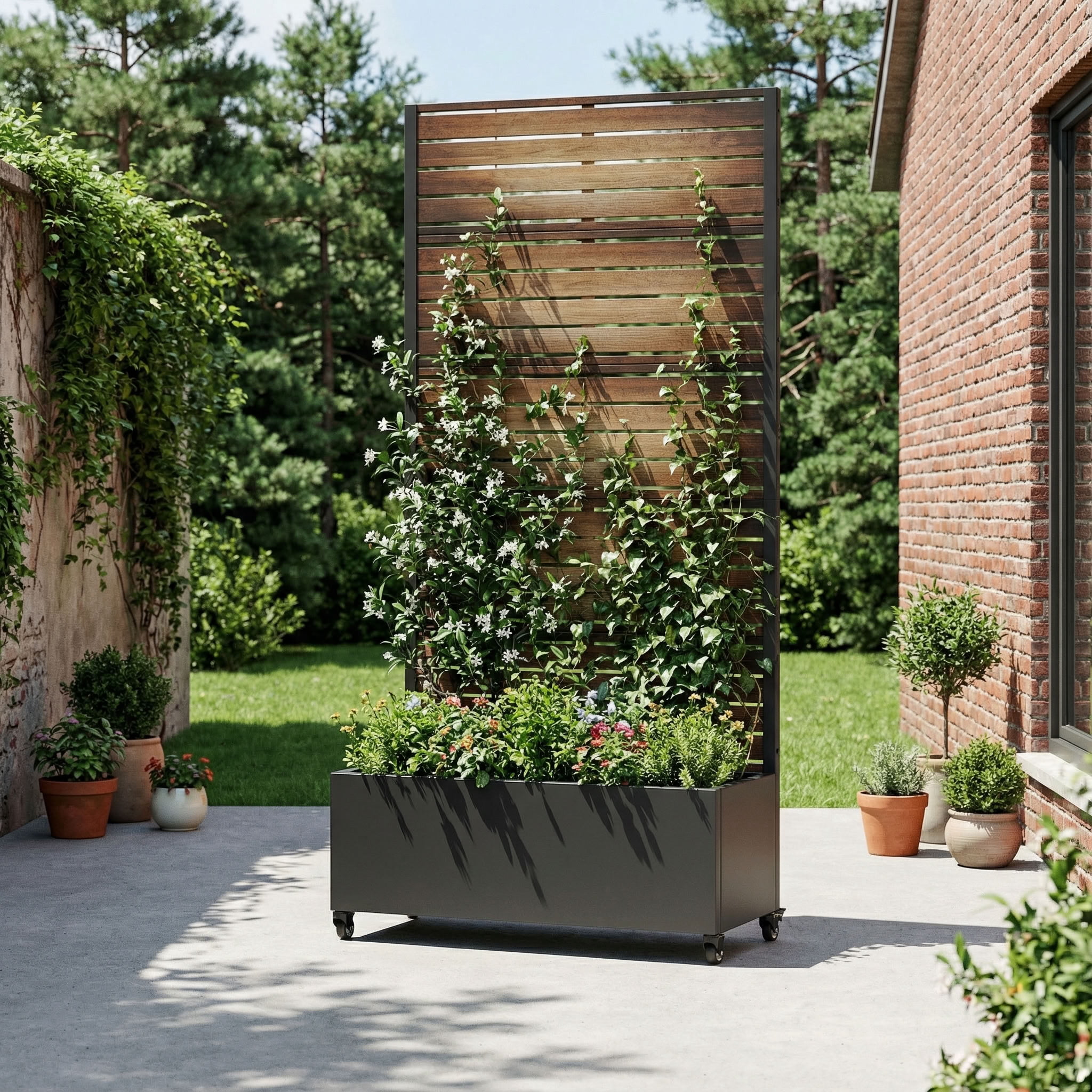 MAYEERTY 72*35in Outdoor Metal Planter Box, Contemporary Metal Planter, Decorative Garden Planter Box for Patio, Balcony, Backyard
