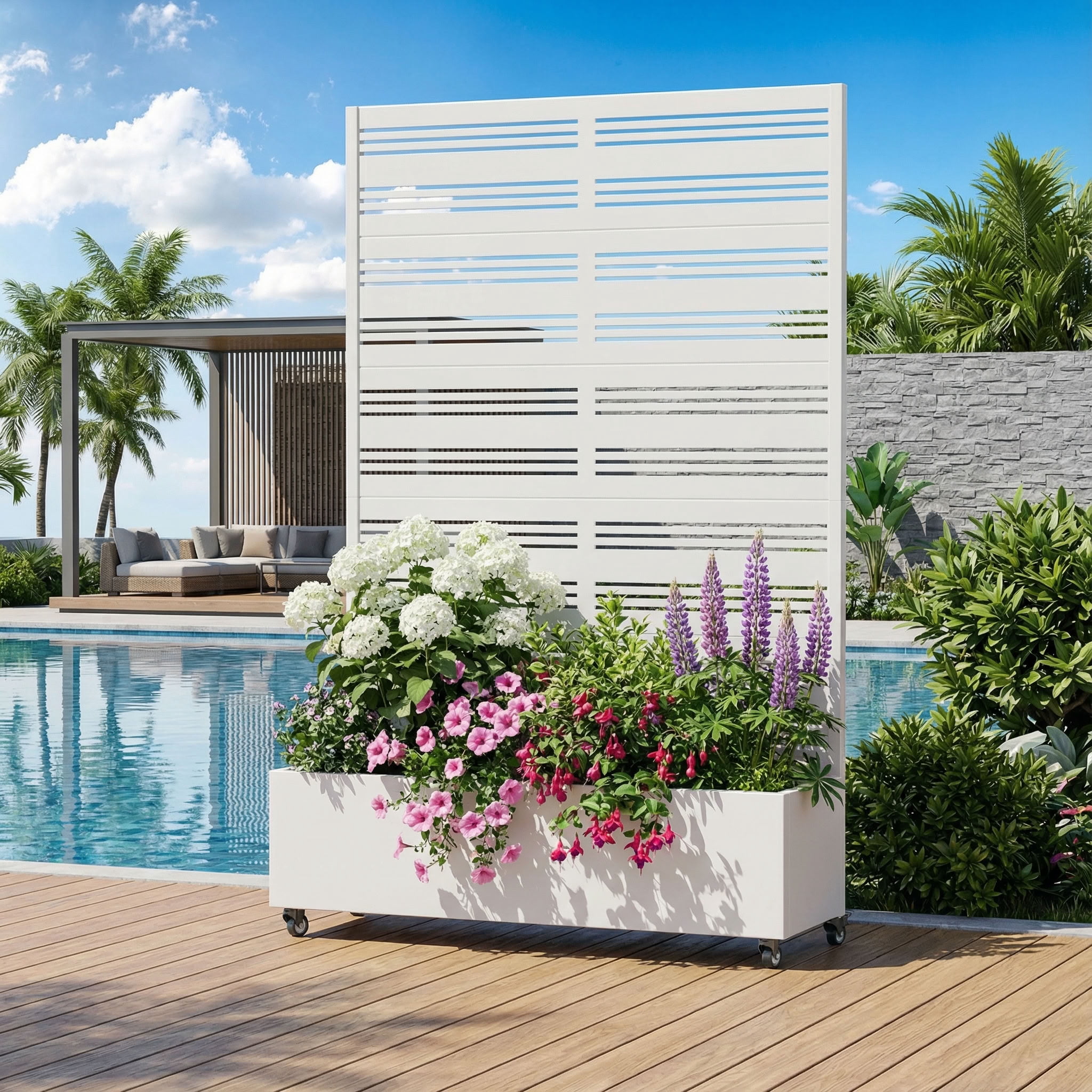 MAYEERTY 72*47in Outdoor Metal Planter Box, Modern Decorative Planter Box, Metal Garden Planter for Patio, Balcony, Yard