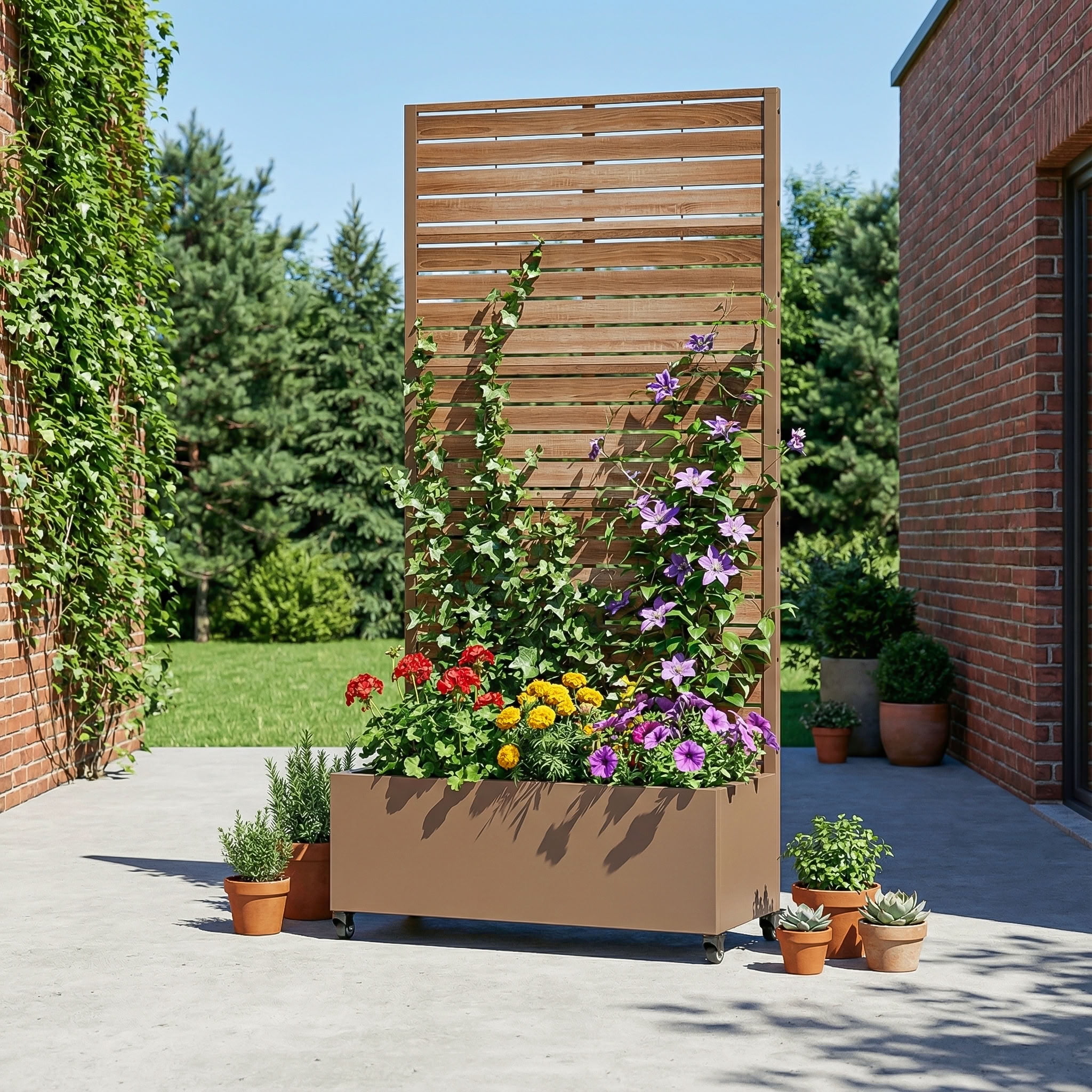 MAYEERTY 72*35in Outdoor Metal Planter Box, Heavy Gauge Metal Planter, Outdoor Raised Planter Box for Balcony, Garden, Yard
