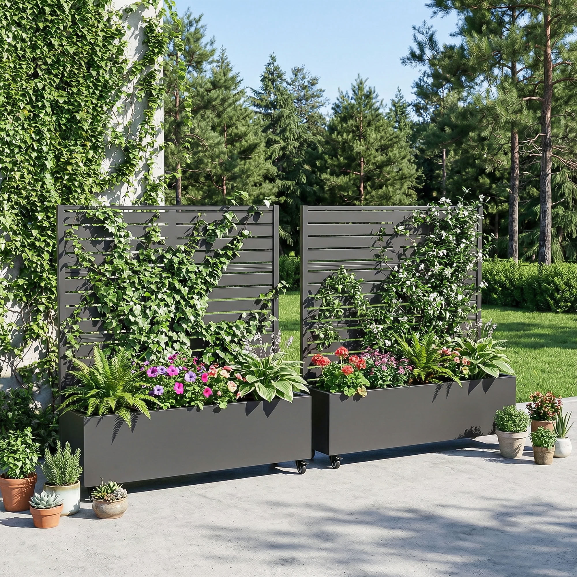 MAYEERTY 47*47in Outdoor Metal Planter Box, Modern Square Metal Planter, Outdoor Decorative Planter for Patio, Balcony, Garden