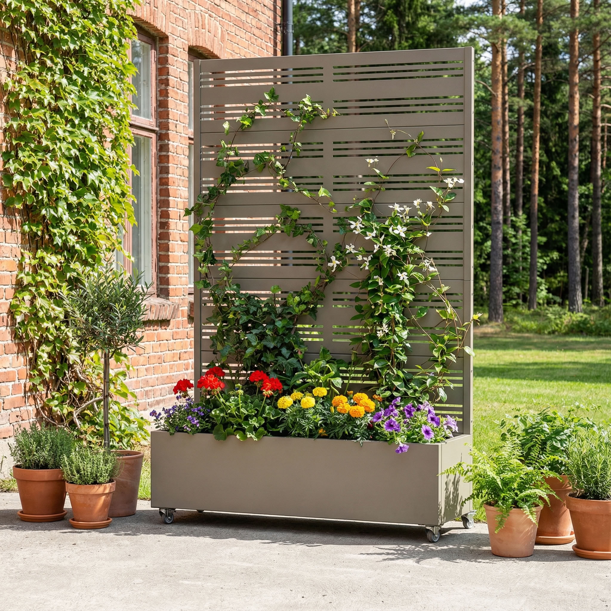 MAYEERTY 72*47in Outdoor Metal Planter Box, All Weather Metal Planter, Contemporary Raised Garden Bed for Patio, Balcony, Garden