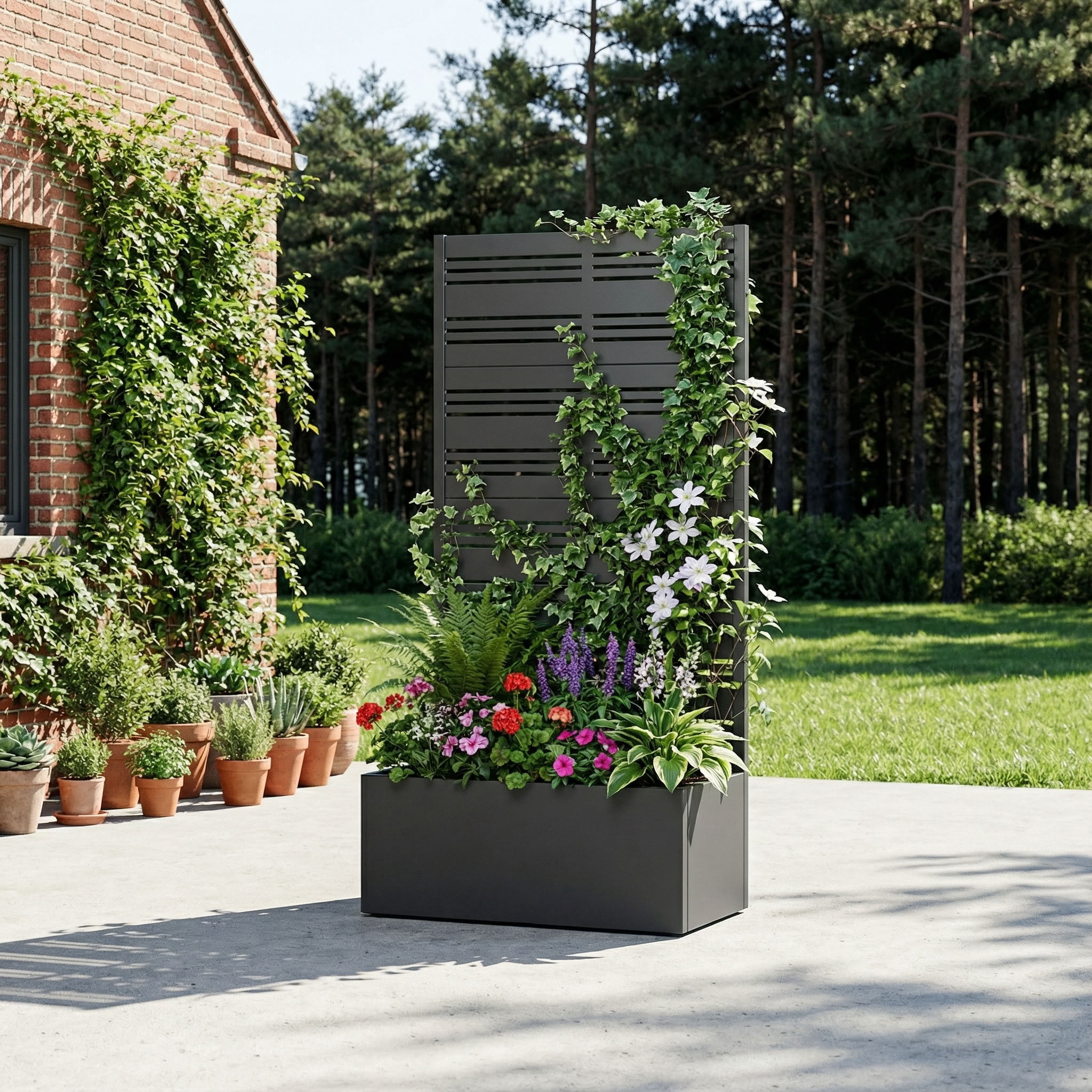 MAYEERTY 59*30in Outdoor Metal Planter Box, Tool Free Assembly Planter, Small Patio Planter Box for Patio, Garden, Yard