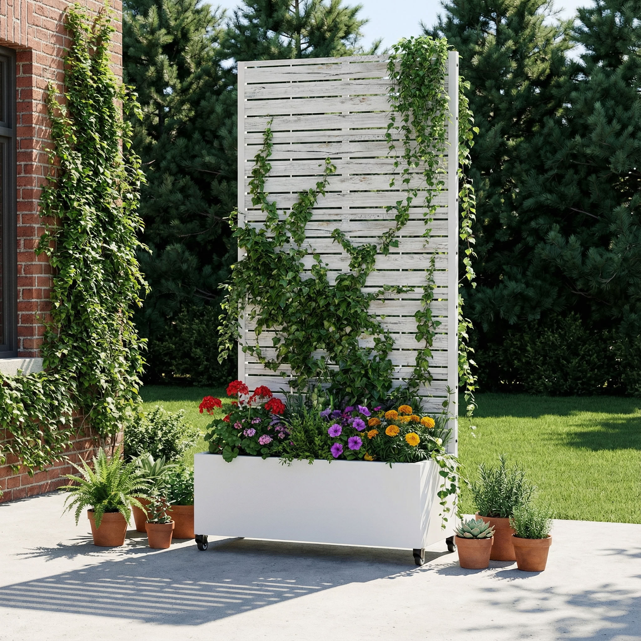 MAYEERTY 72*35in Outdoor Metal Planter Box, Thick Metal Garden Planter, Decorative Patio Planter for Patio, Balcony, Yard