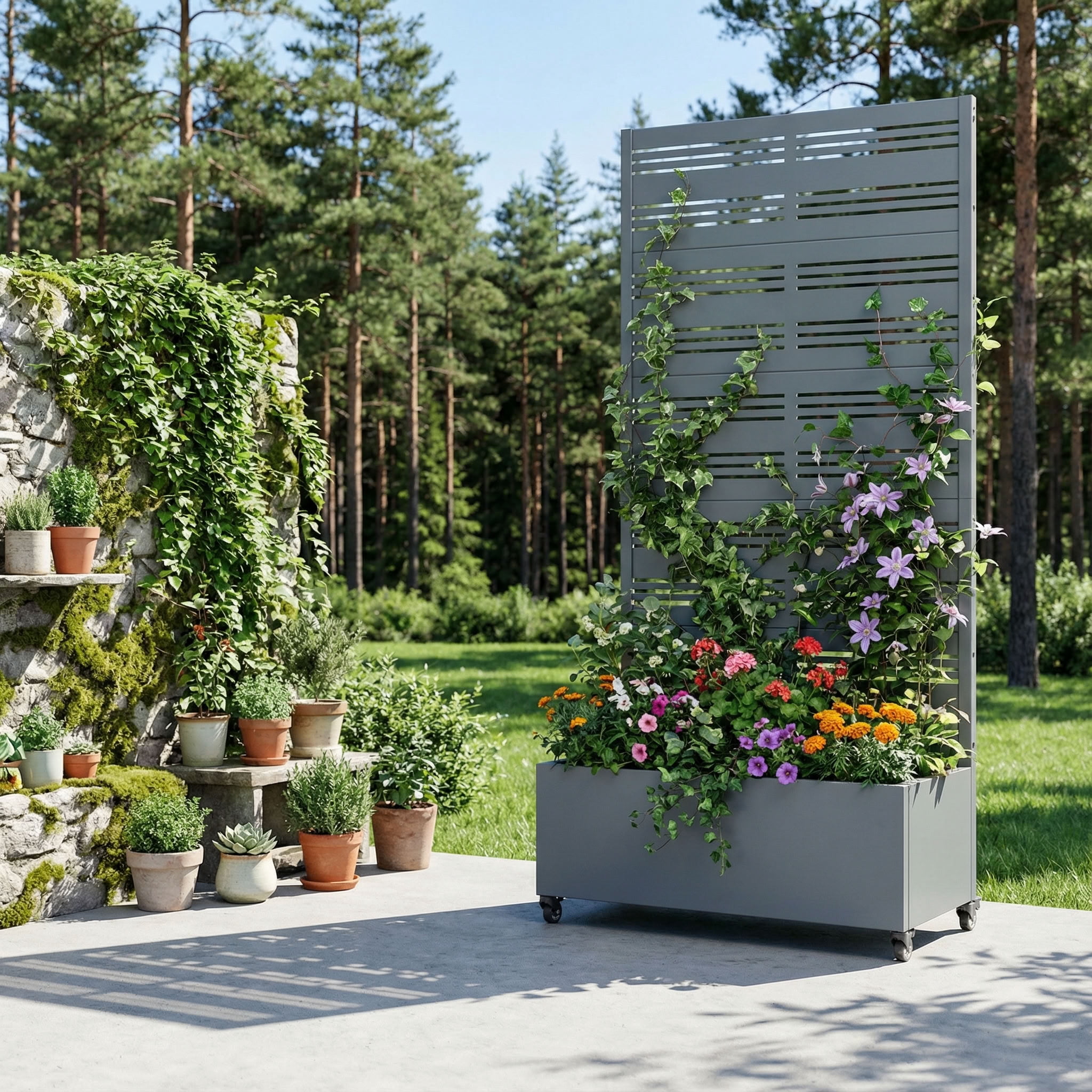 MAYEERTY 72*35in Outdoor Metal Planter Box, All Weather Garden Planter, Decorative Raised Planter for Patio, Balcony, Backyard