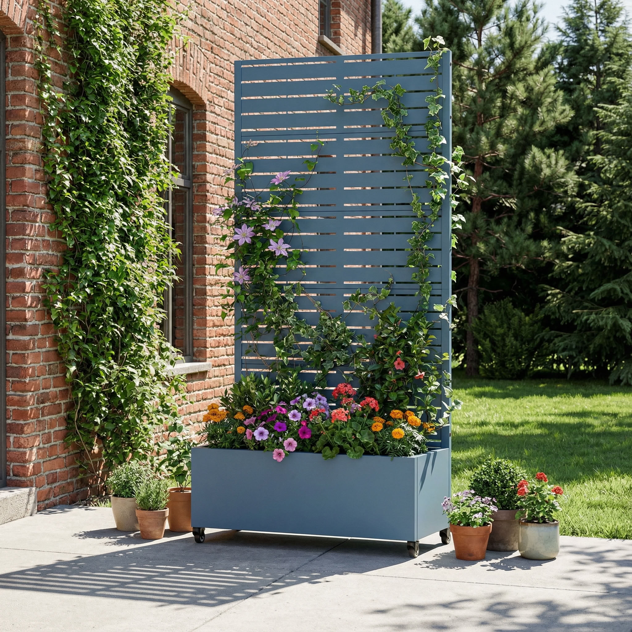MAYEERTY 72*35in Outdoor Metal Planter Box, Sun Block Outdoor Planter, Heavy Duty Garden Planter for Patio, Balcony, Backyard