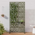 thumbnail image 1 of MAYEERTY Outdoor Metal Privacy Screen 6ft × 3ft Olive Gray, 6-Panel Geometric Y-Pattern Decorative Screen for Patio, 1 of 6