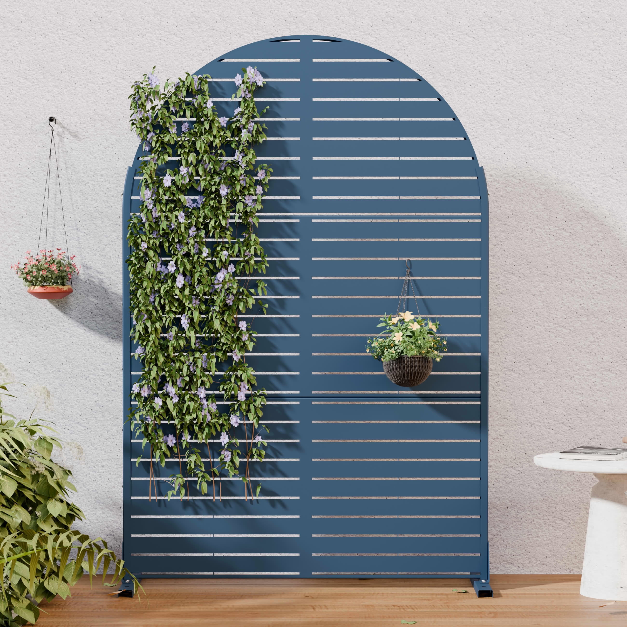MAYEERTY Outdoor Metal Privacy Screen 6ft × 4ft Starry Night Blue, 3-Panel Classic Louvered, Weatherproof for Patio