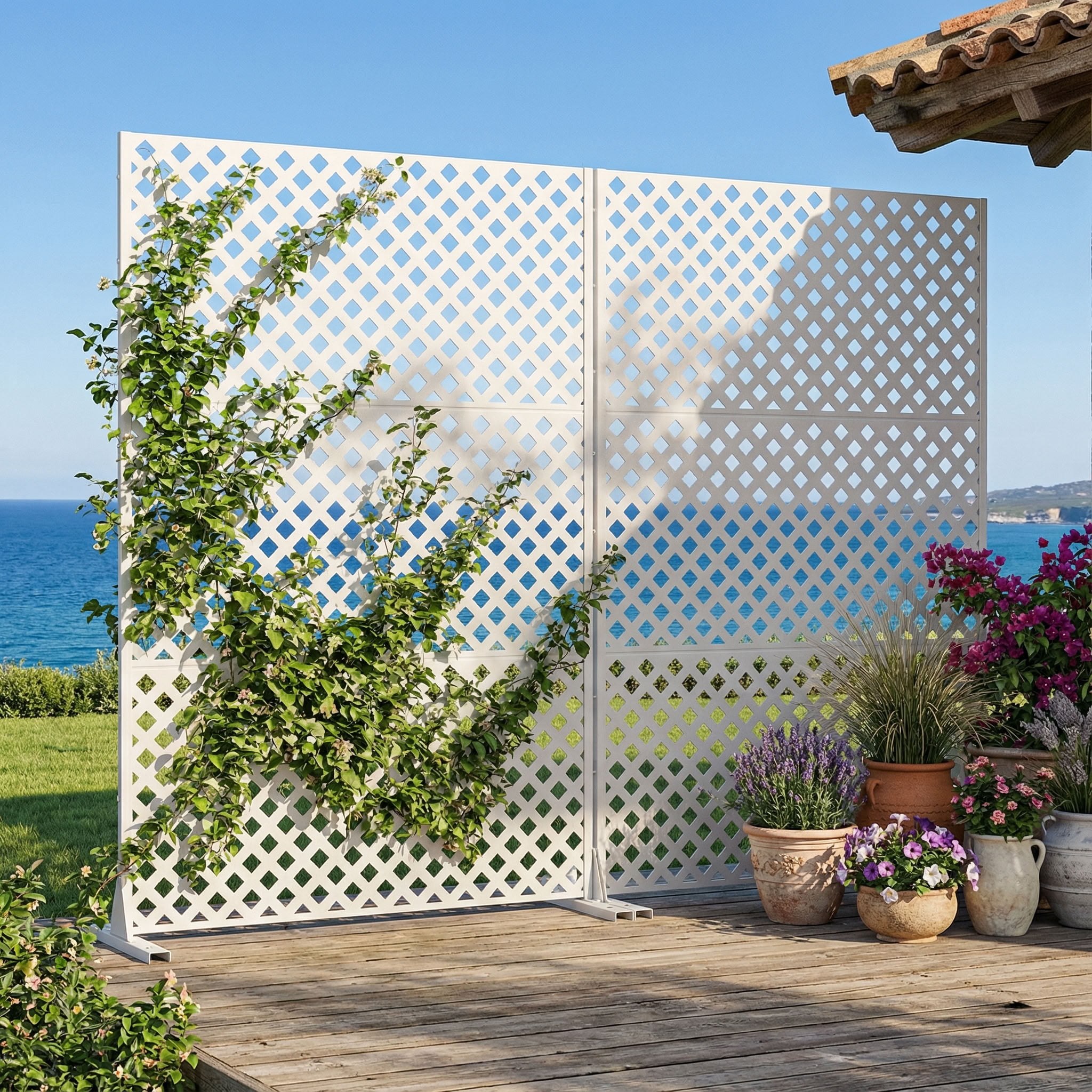 MAYEERTY 72*47in Outdoor Privacy Screen, Wind & Sun Block Metal Privacy Fence, Privacy Panel for Patio, Balcony, Garden