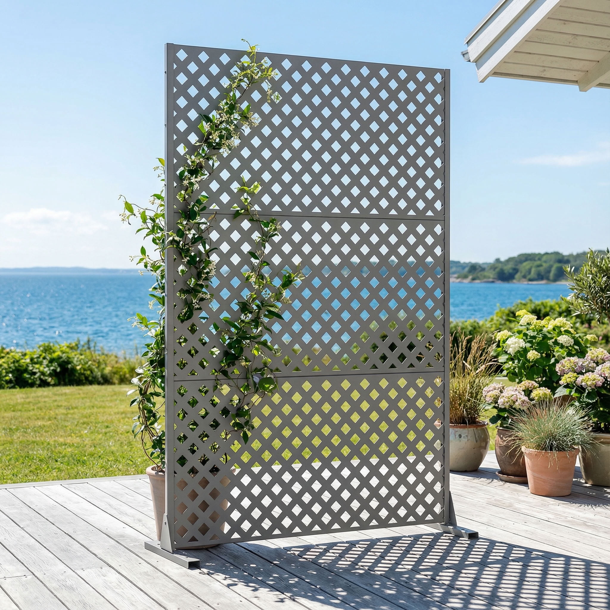 MAYEERTY 72*47in Outdoor Privacy Screen, Horizontal Slat Metal Privacy Panel, Pool Privacy Divider for Patio, Balcony