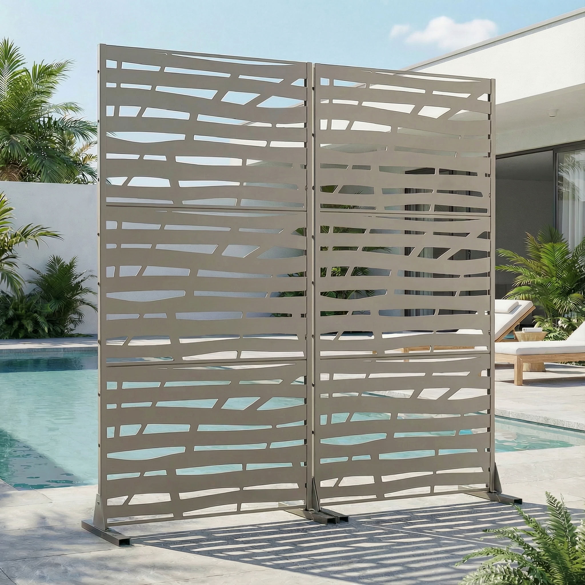 MAYEERTY 72*35in Outdoor Privacy Screen, Rust Proof Metal Privacy Panel, Decorative Privacy Divider for Patio, Balcony, Backyard, Garden