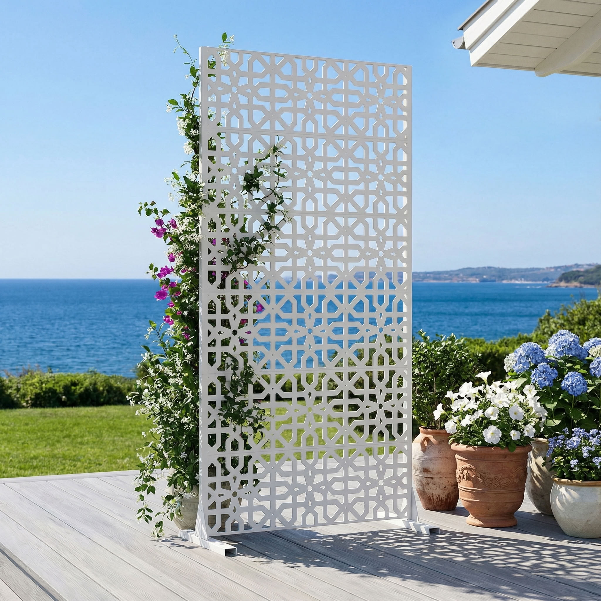 MAYEERTY 72*35in Outdoor Privacy Screen, Metal Privacy Panel, Privacy Divider for Patio, Balcony, Backyard, Garden