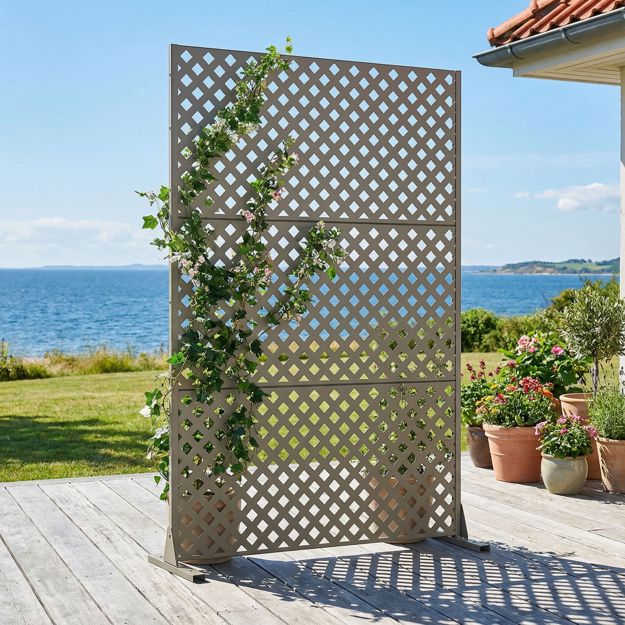 MAYEERTY 72*47in Outdoor Privacy Screen, Corrosion Resistant Metal Privacy Fence, Privacy Panel for Patio, Balcony, Backyard, Garden