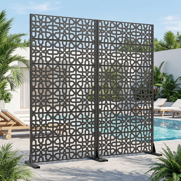 MAYEERTY 72*35in Outdoor Privacy Screen, Rust Resistant Metal Privacy Fence, Deck Privacy Panel for Patio, Balcony, Garden