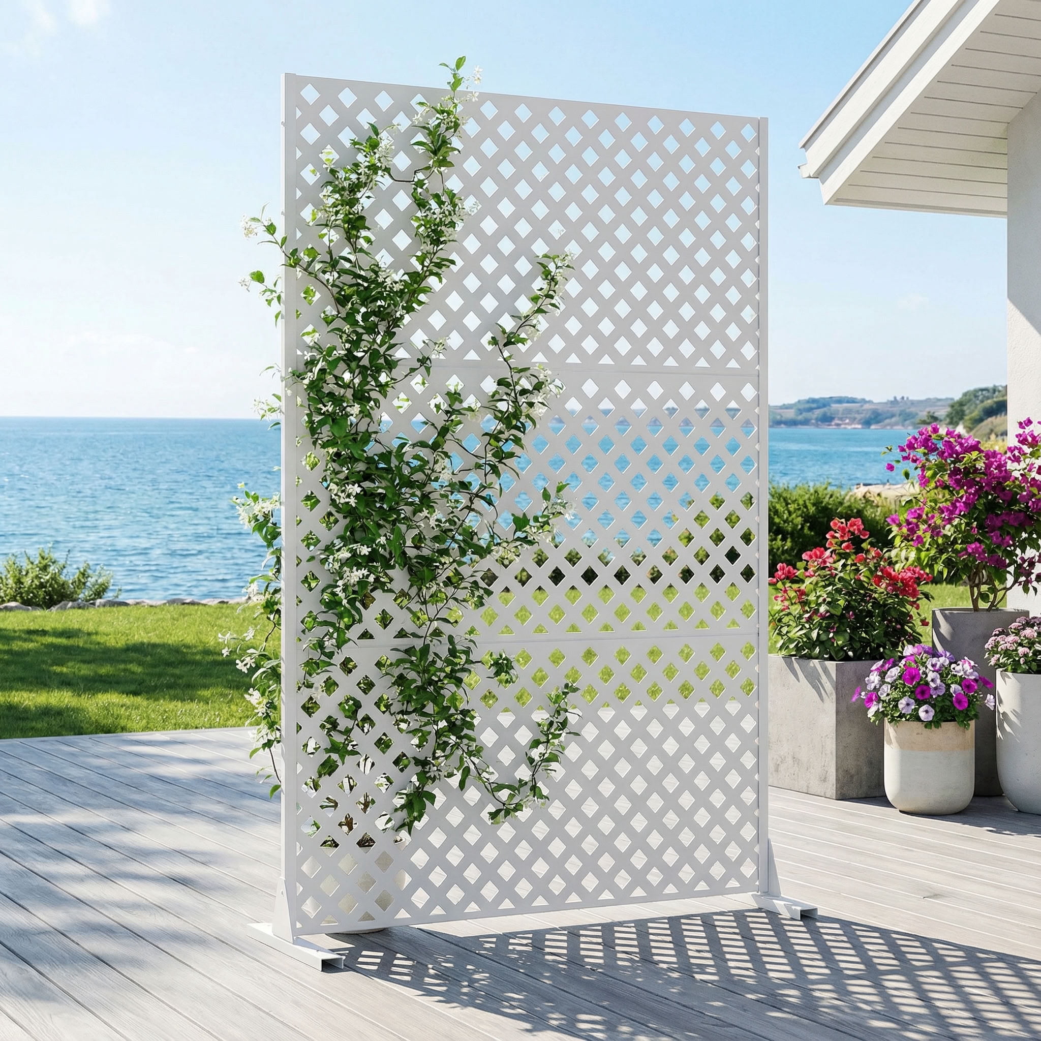 MAYEERTY 72*47in Outdoor Privacy Screen, Metal Privacy Panel, Poolside Privacy Divider for Patio, Balcony, Backyard, Garden