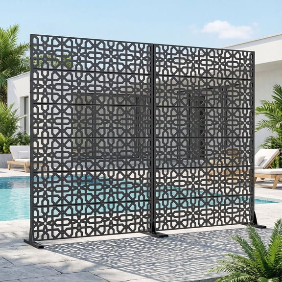 MAYEERTY 72*47in Outdoor Privacy Screen, Sleek Modern Metal Privacy Fence, Pool Privacy Panel for Patio, Balcony, Garden