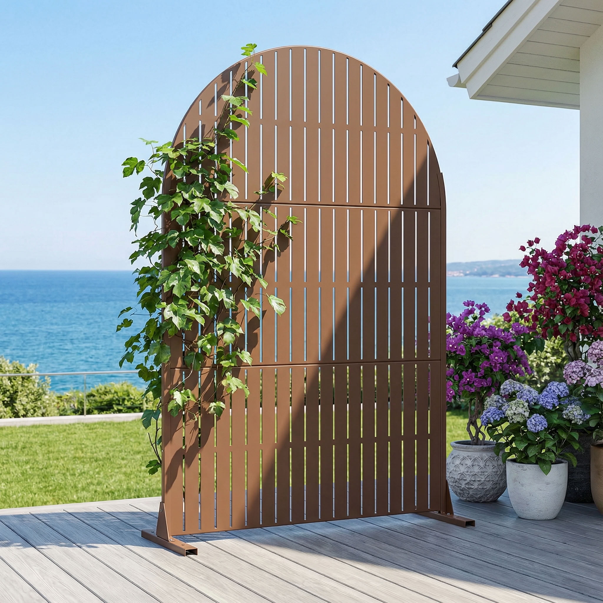 MAYEERTY 72*47in Outdoor Privacy Screen, Sun Block Metal Privacy Fence, Privacy Panel for Patio, Balcony, Backyard, Garden