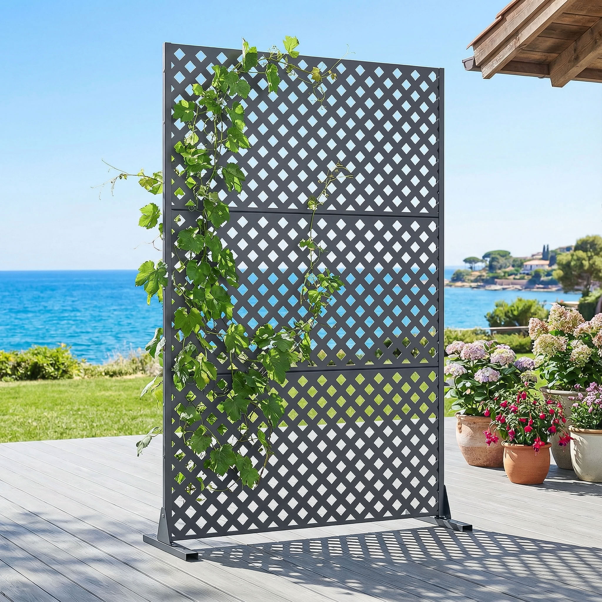 MAYEERTY 72*47in Outdoor Privacy Screen, Durable Metal Privacy Fence, Deck Privacy Panel for Patio, Balcony, Garden