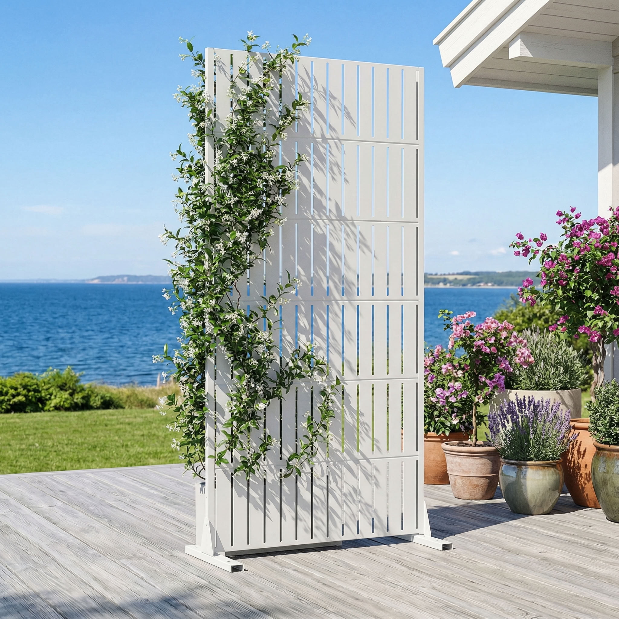 MAYEERTY 72*35in Outdoor Privacy Screen, Easy to Install Metal Privacy Panel, Privacy Divider for Patio, Balcony, Garden