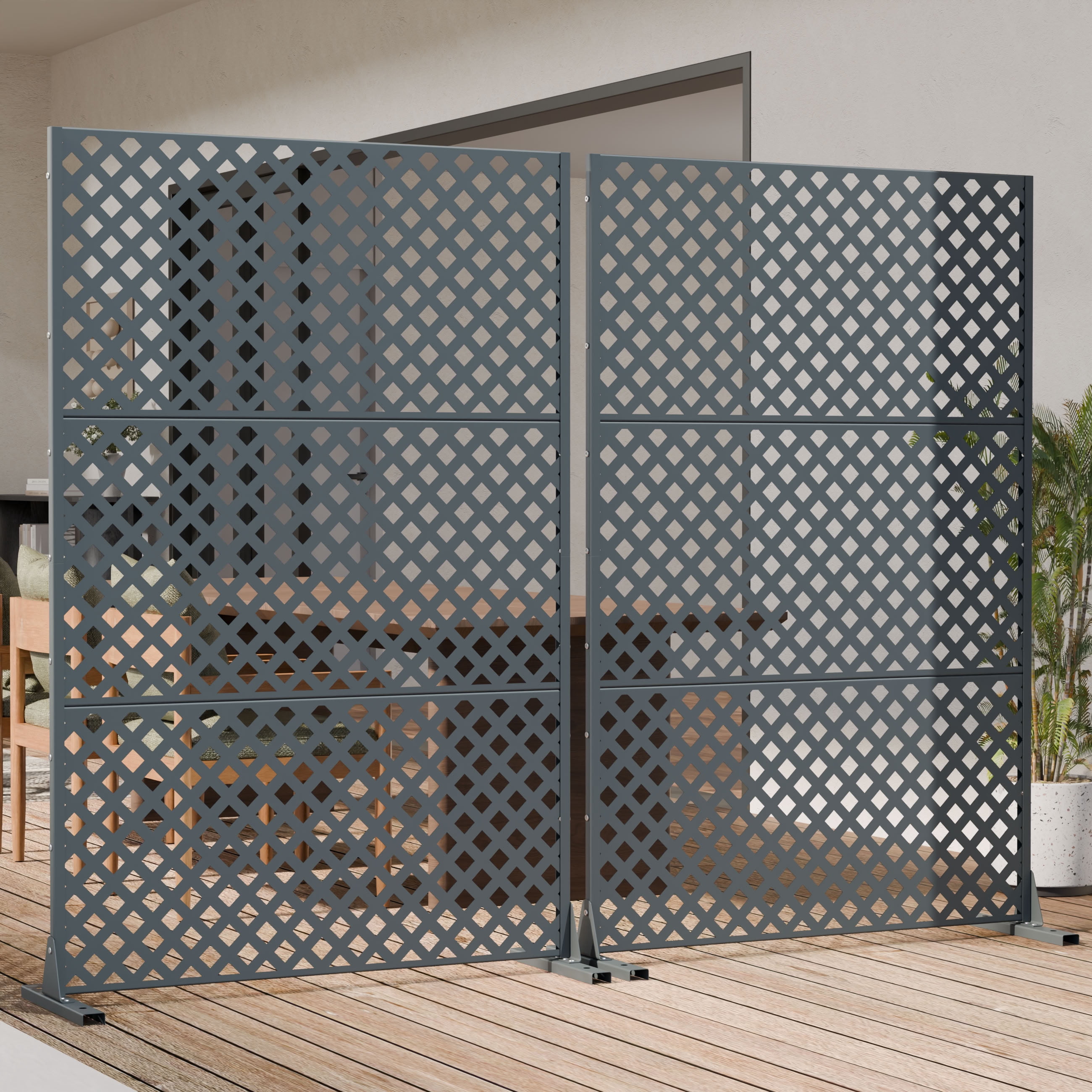 MAYEERTY 72*35in Outdoor Privacy Screen, Metal Privacy Fence, Privacy Panel for Patio, Balcony, Backyard, Garden