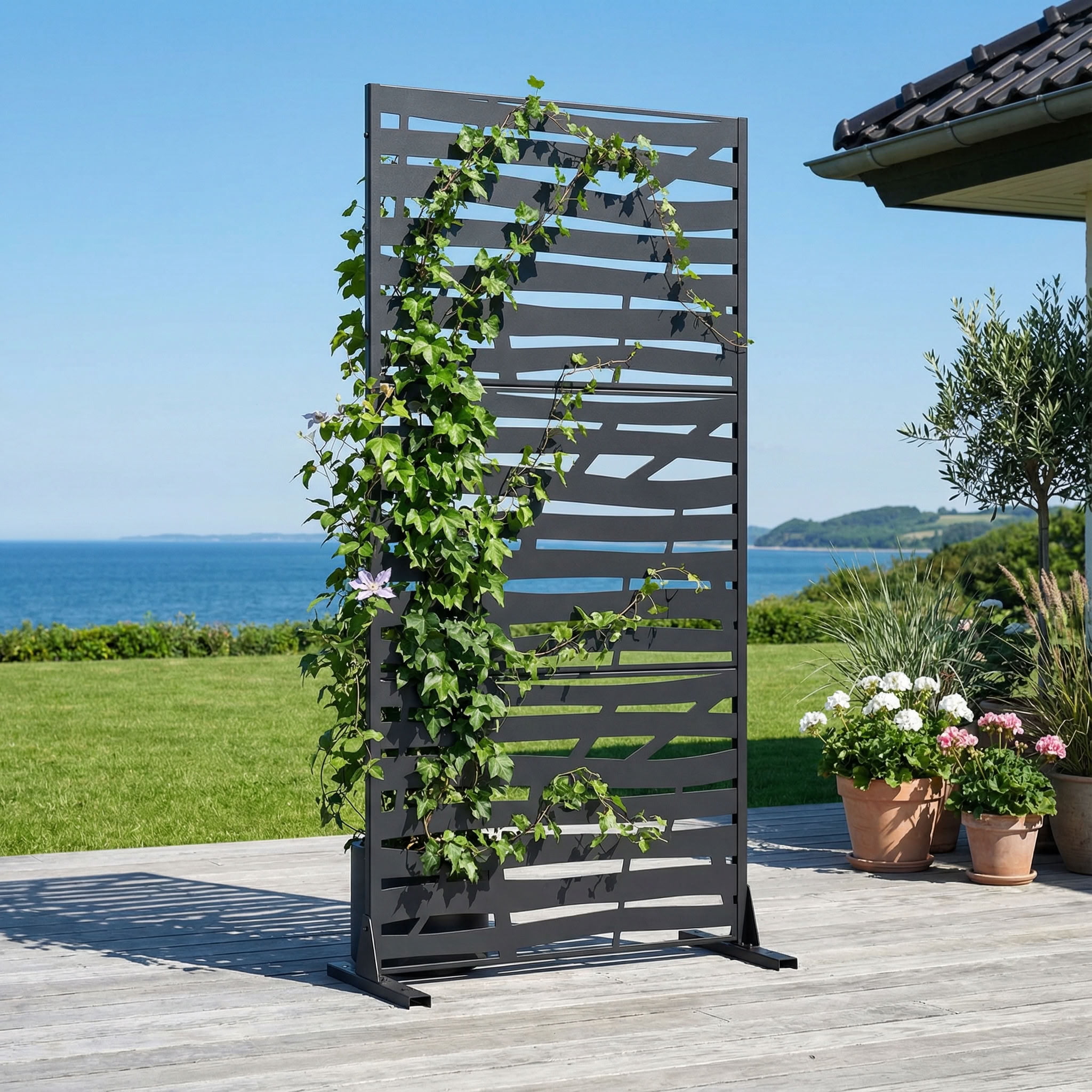 MAYEERTY 72*35in Outdoor Privacy Screen, UV Resistant Metal Privacy Fence, Privacy Panel for Patio, Balcony, Backyard, Garden