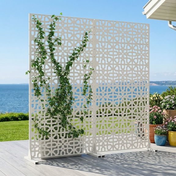 MAYEERTY 72*35in Outdoor Privacy Screen, Heavy Duty Metal Privacy Fence, Decorative Privacy Panel for Patio, Balcony, Garden