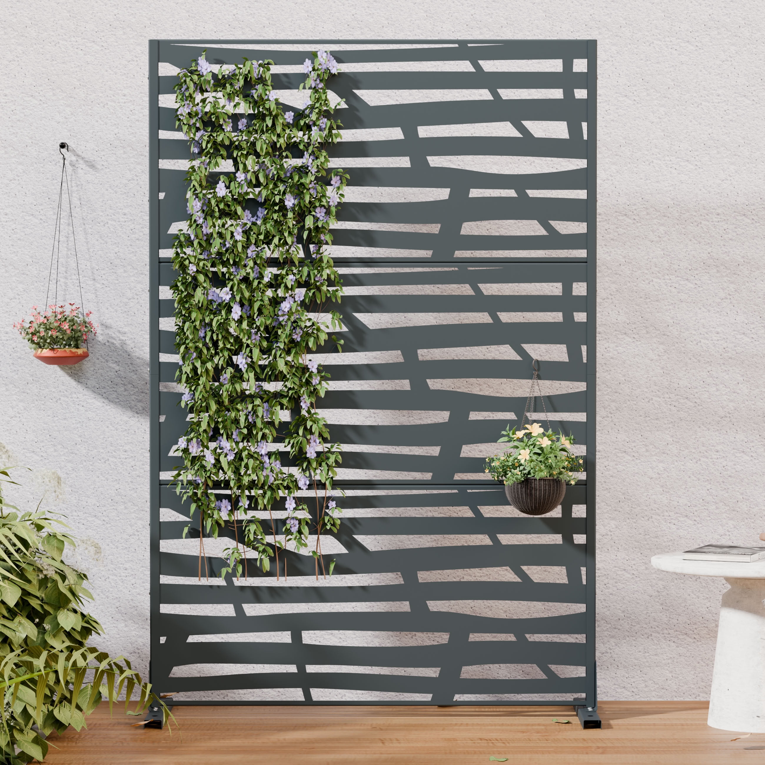 MAYEERTY 72*47in Outdoor Privacy Screen, Rust Proof Metal Privacy Panel, Decorative Privacy Divider for Patio, Balcony, Garden