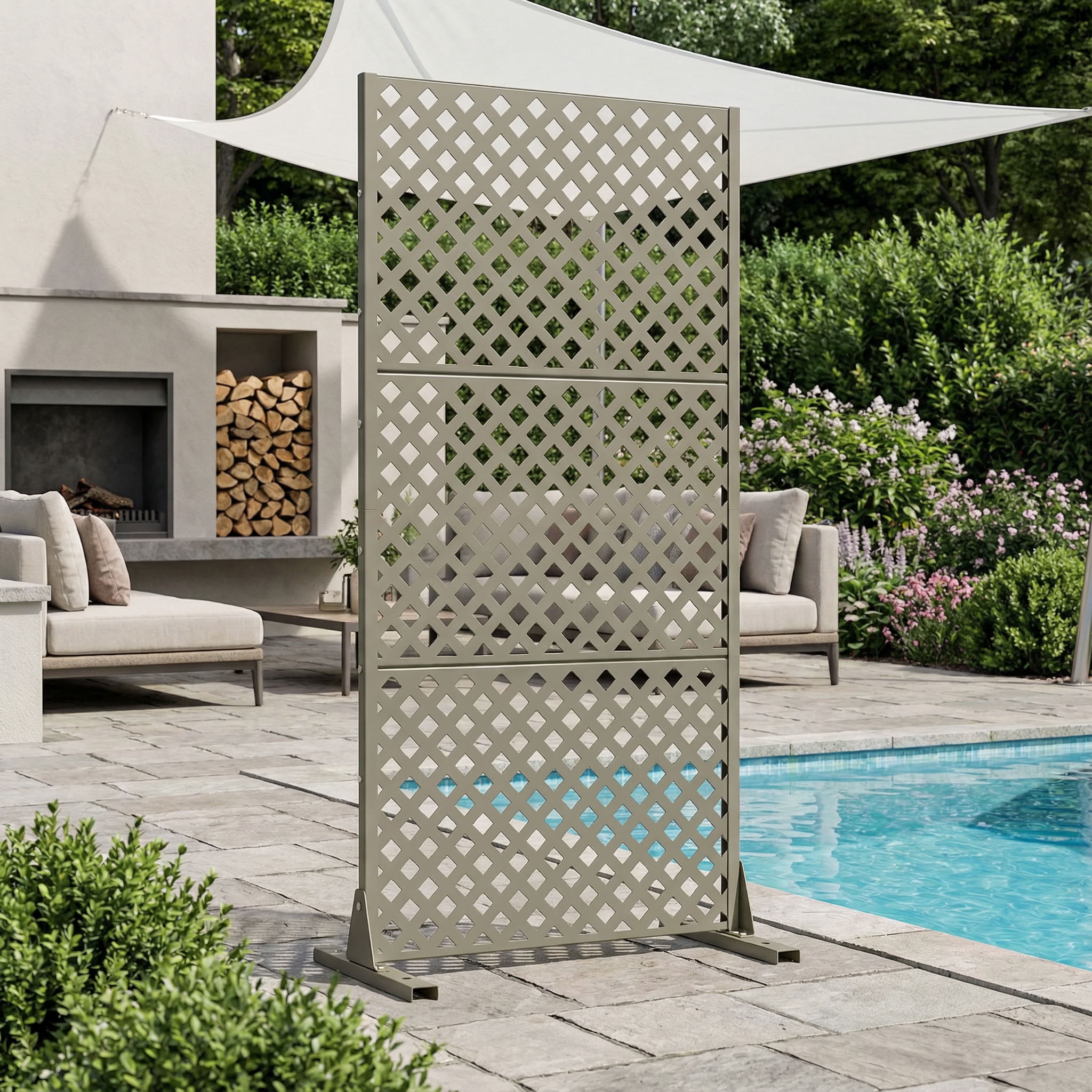 MAYEERTY 59*30in Outdoor Privacy Screen, Tiny Patio Metal Privacy Fence, Privacy Panel for Balcony, Backyard, Garden