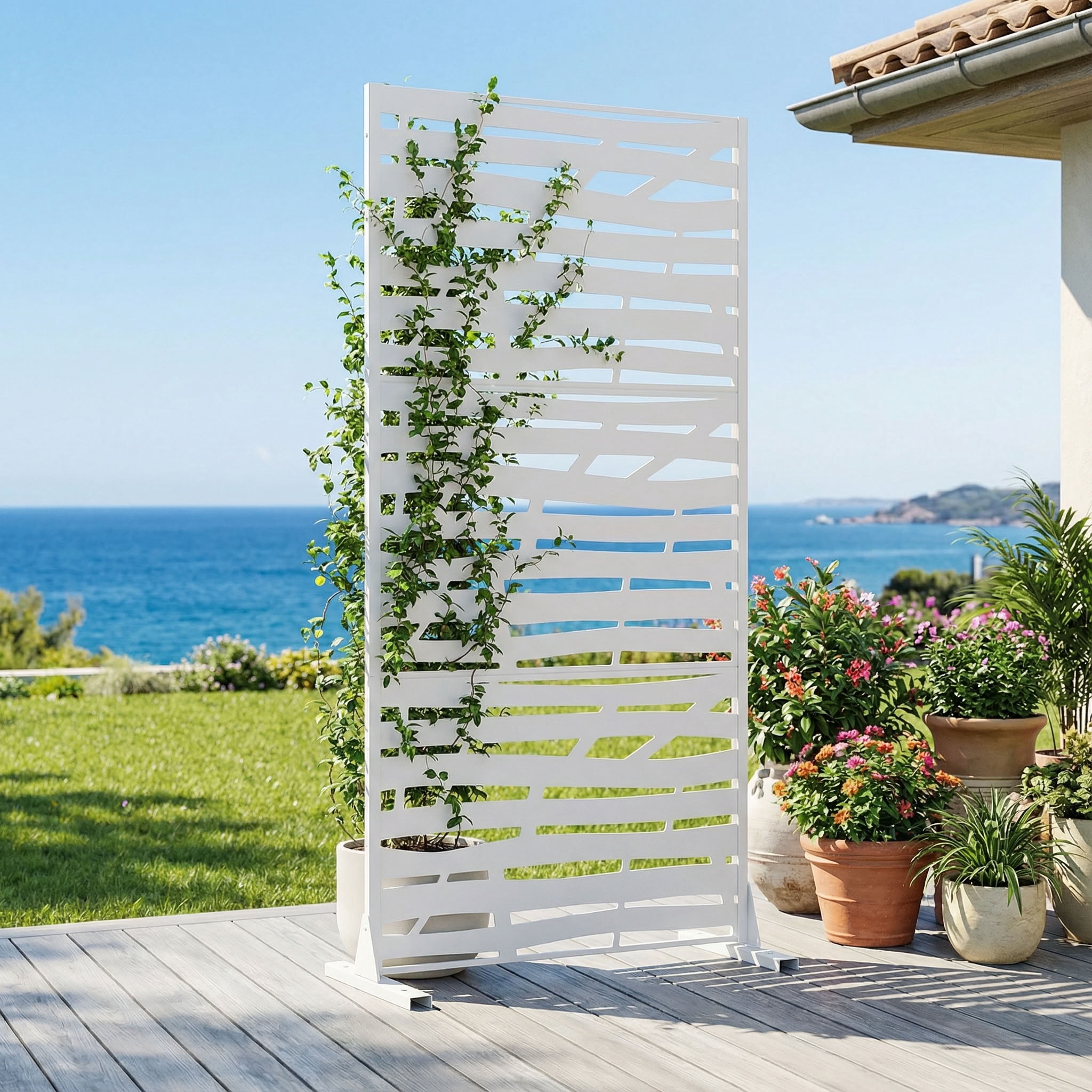 MAYEERTY 72*47in Outdoor Privacy Screen, Heavy Duty Metal Privacy Panel, Spa Area Privacy Divider for Patio, Balcony