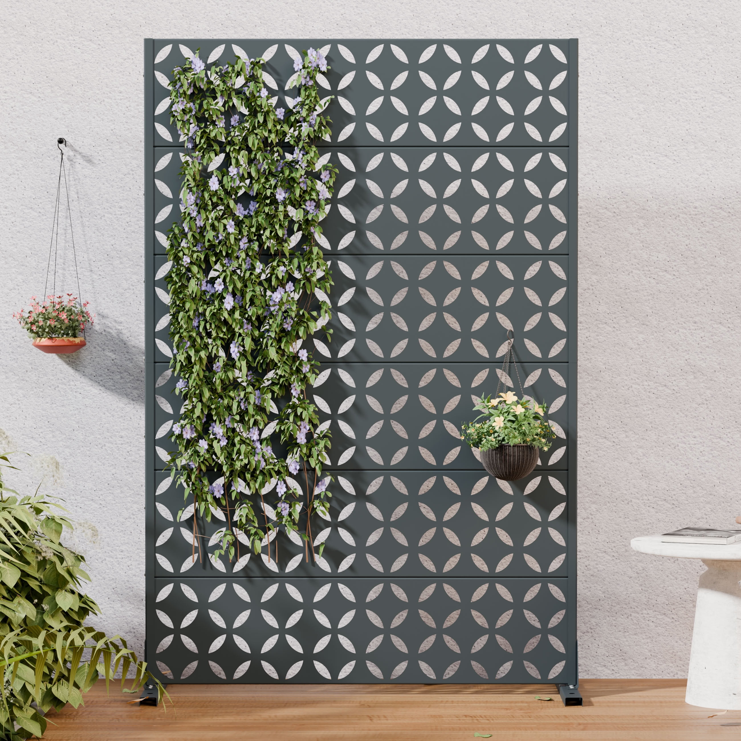 MAYEERTY 72*47in Outdoor Privacy Screen, Poolside Metal Privacy Fence, Privacy Panel for Patio, Balcony, Backyard, Garden