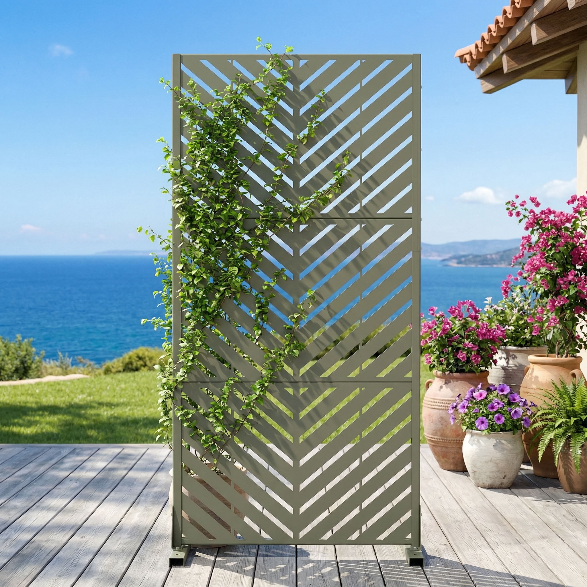 MAYEERTY 59*30in Outdoor Privacy Screen, Portable Metal Privacy Fence, Privacy Panel for Patio, Balcony, Backyard, Garden