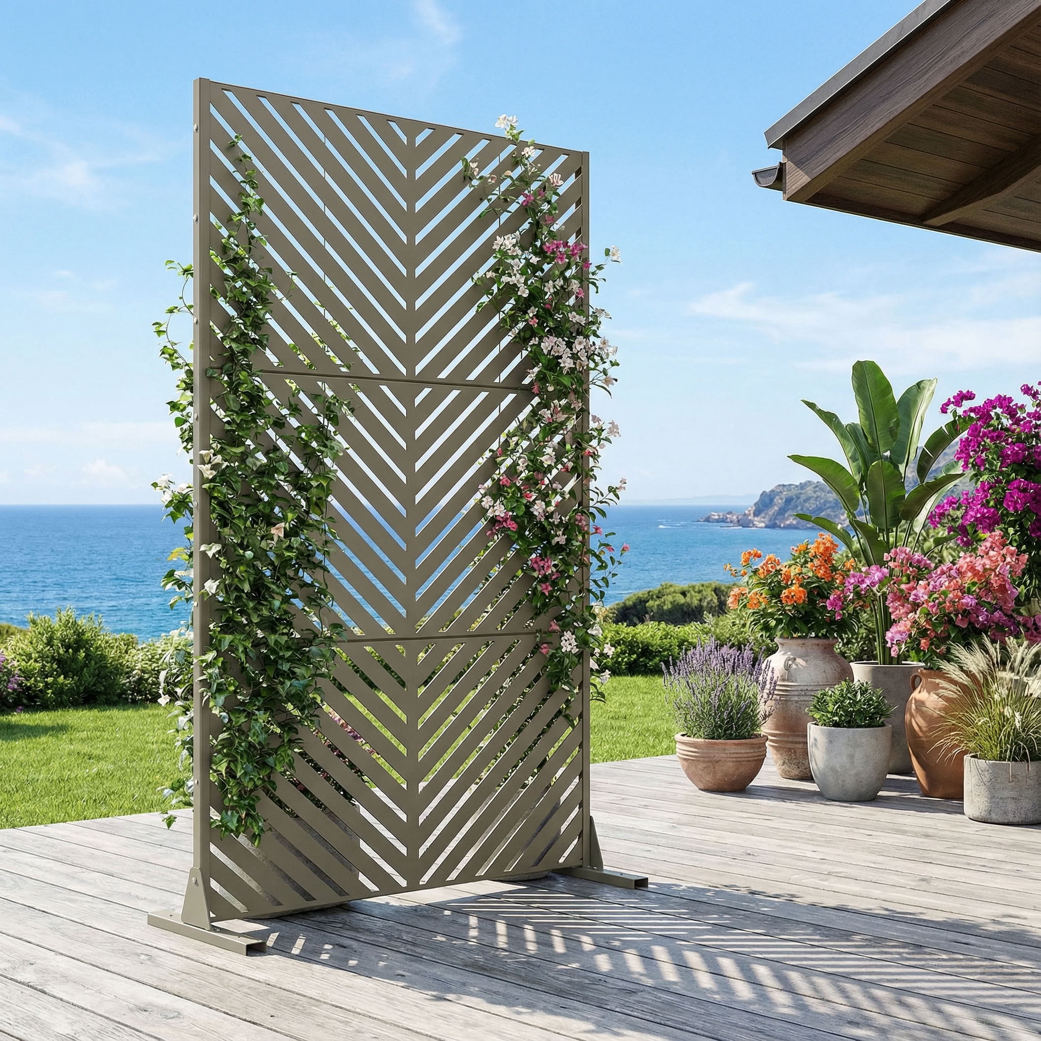 MAYEERTY 72*47in Outdoor Privacy Screen, UV Protected Metal Privacy
