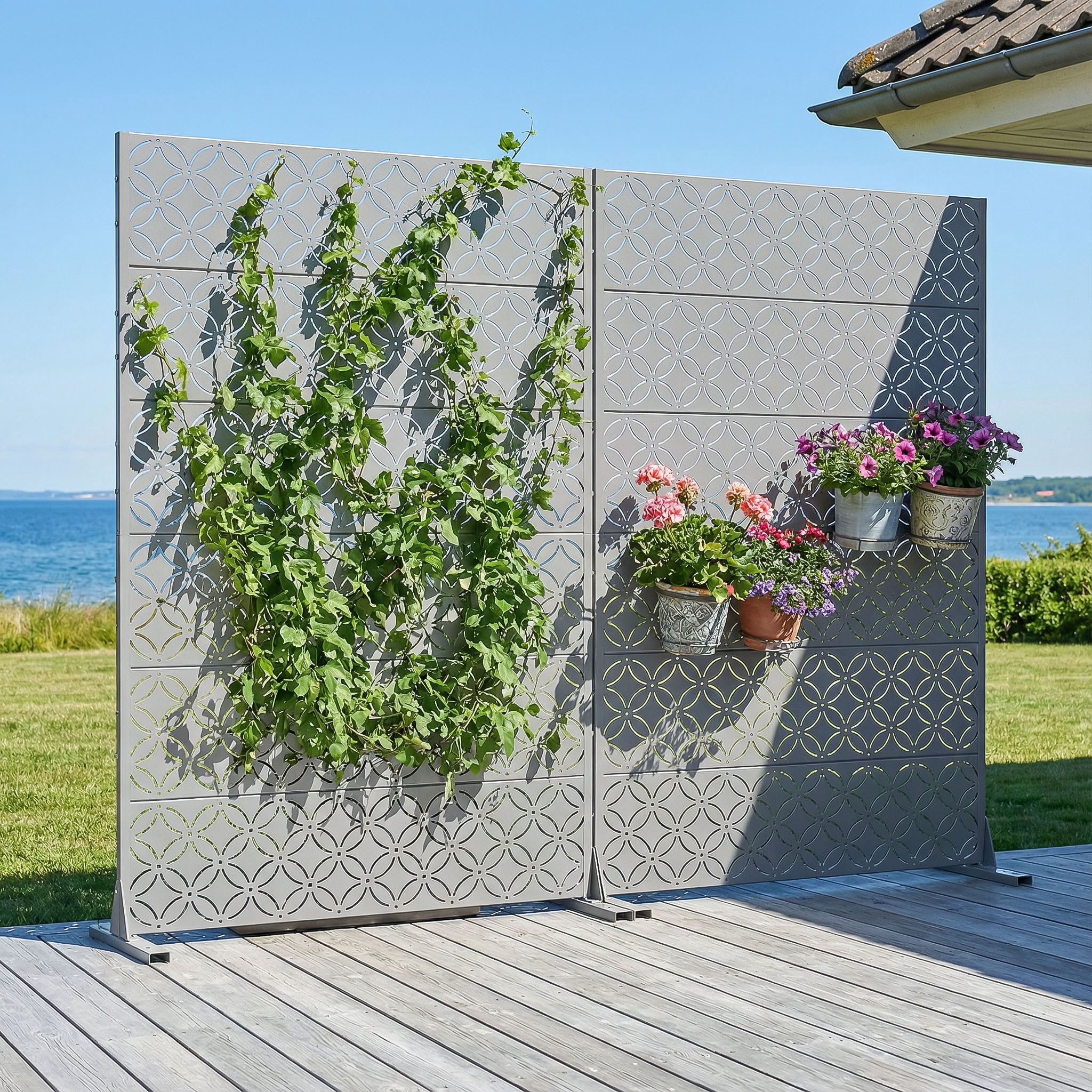MAYEERTY 72*47in Outdoor Privacy Screen, All Weather Metal Privacy Panel, Privacy Divider for Patio, Balcony, Backyard, Garden