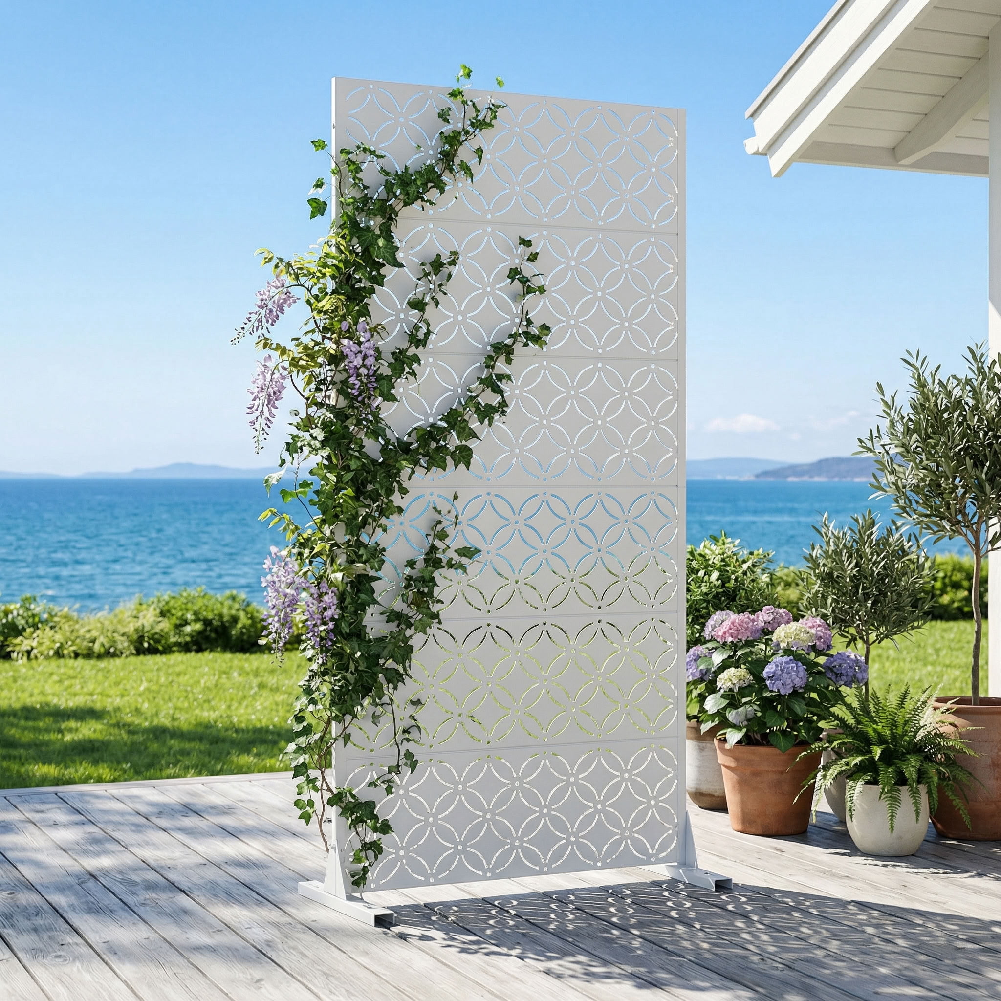 MAYEERTY 72*35in Outdoor Privacy Screen, Easy Assembly Metal Privacy Fence, Privacy Panel for Patio, Balcony, Backyard, Garden