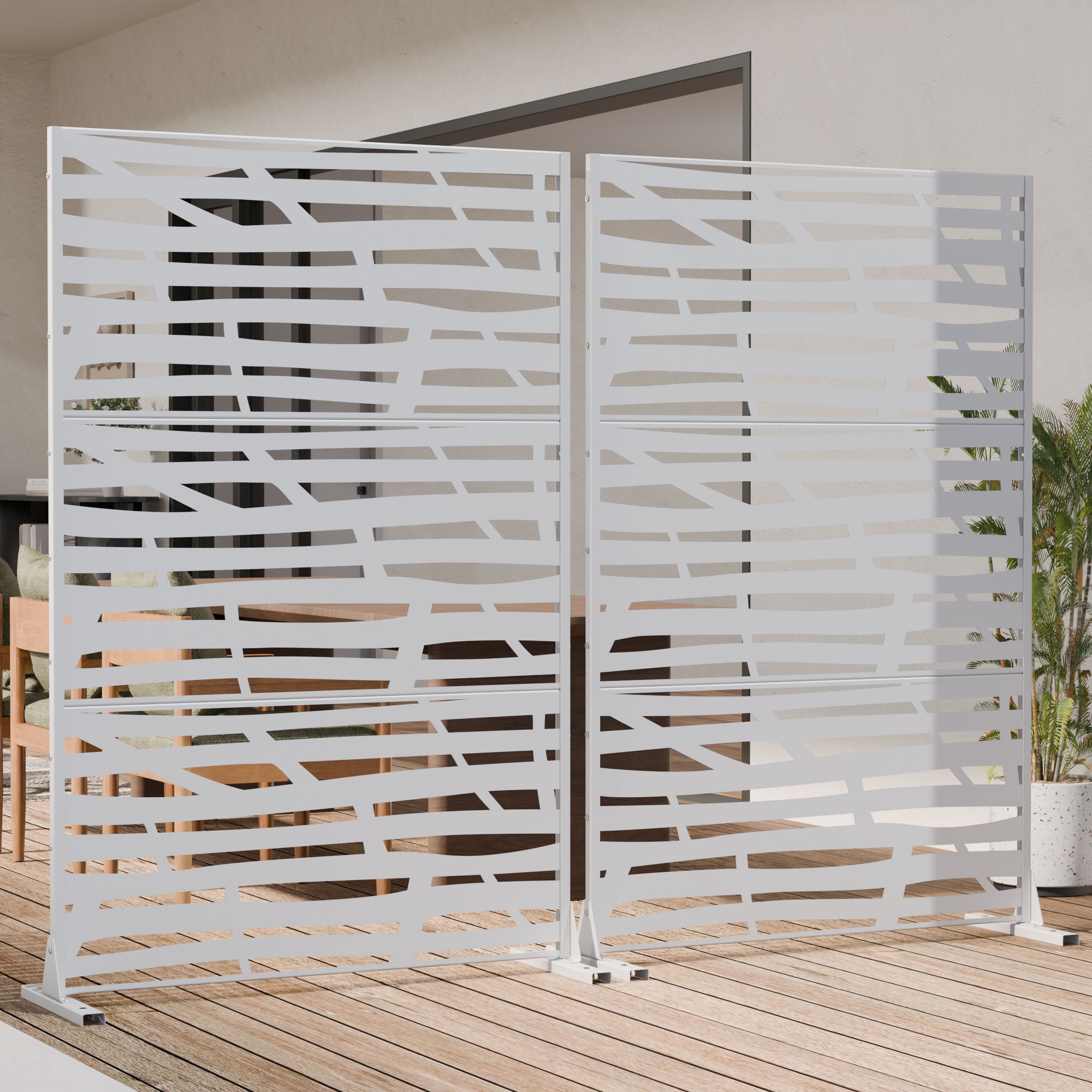 MAYEERTY 72*47in Outdoor Privacy Screen, Wind & Sun Protection Metal Privacy Panel, Privacy Divider for Patio, Balcony, Garden
