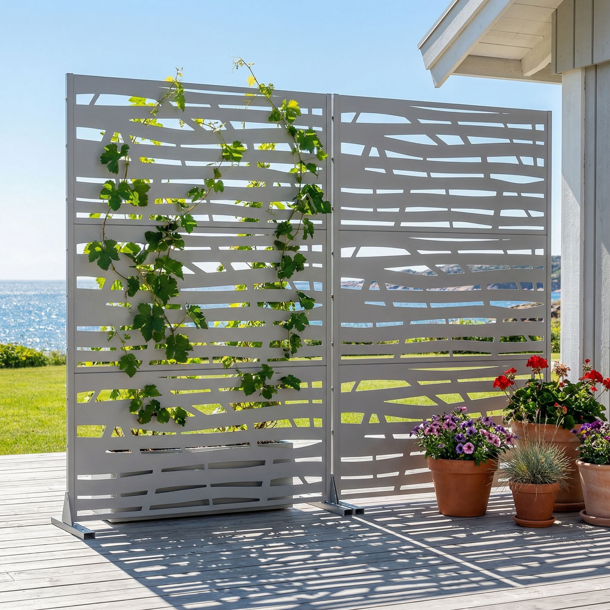 MAYEERTY 72*47in Outdoor Privacy Screen, Deck & Backyard Metal Privacy Fence, Privacy Panel for Patio, Balcony, Garden