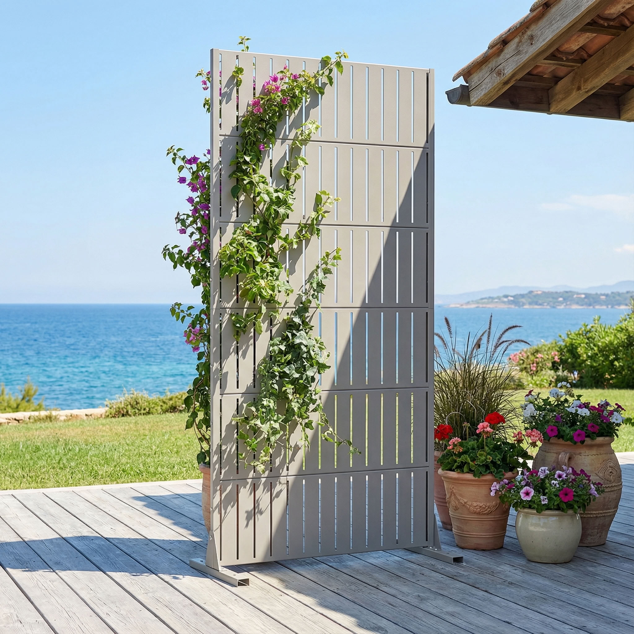 MAYEERTY 72*35in Outdoor Privacy Screen, Backyard Garden Metal Privacy Fence, Pool Privacy Panel for Patio, Balcony
