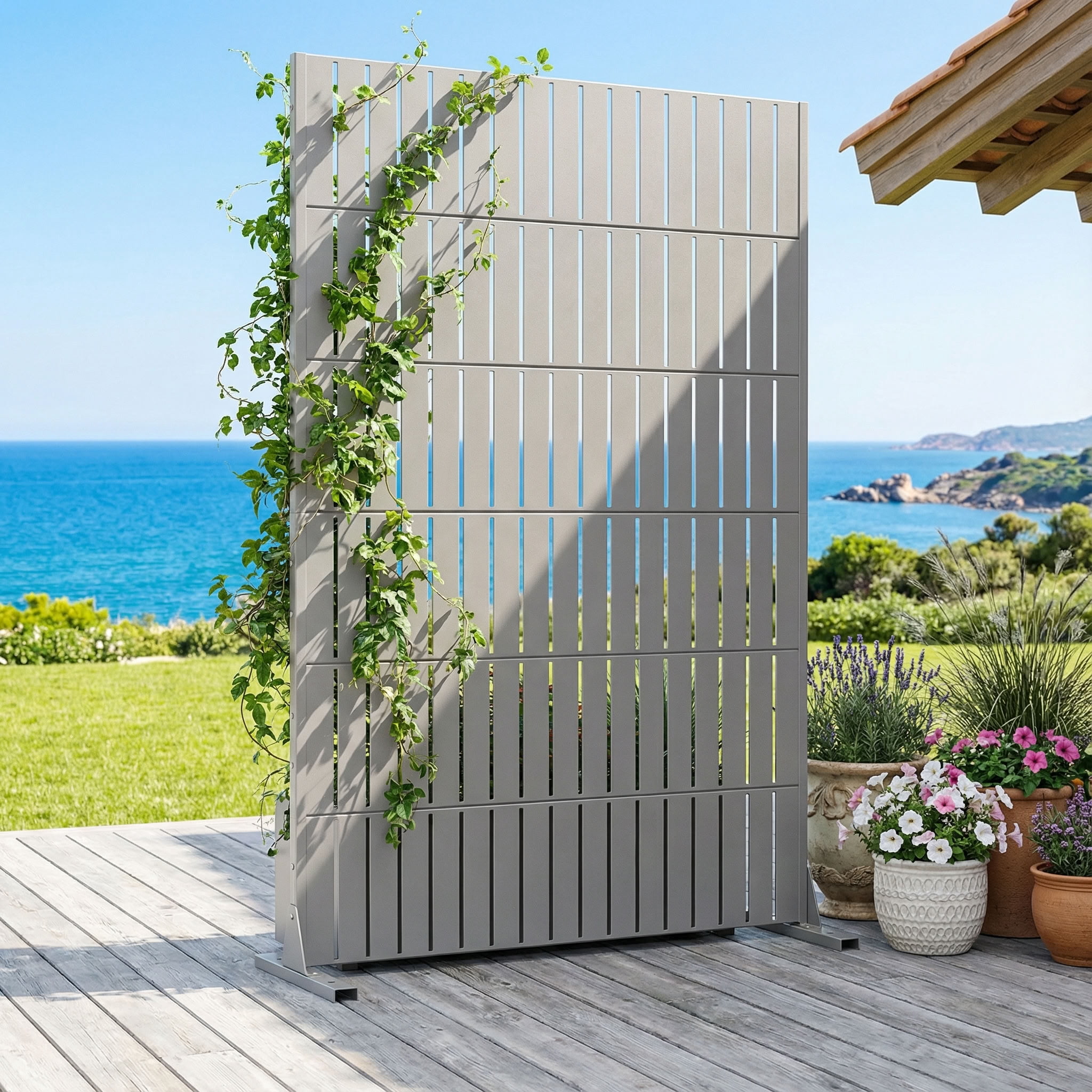 MAYEERTY 72*47in Outdoor Privacy Screen, Rust Proof Metal Privacy Fence, Decorative Privacy Panel for Patio, Balcony, Garden